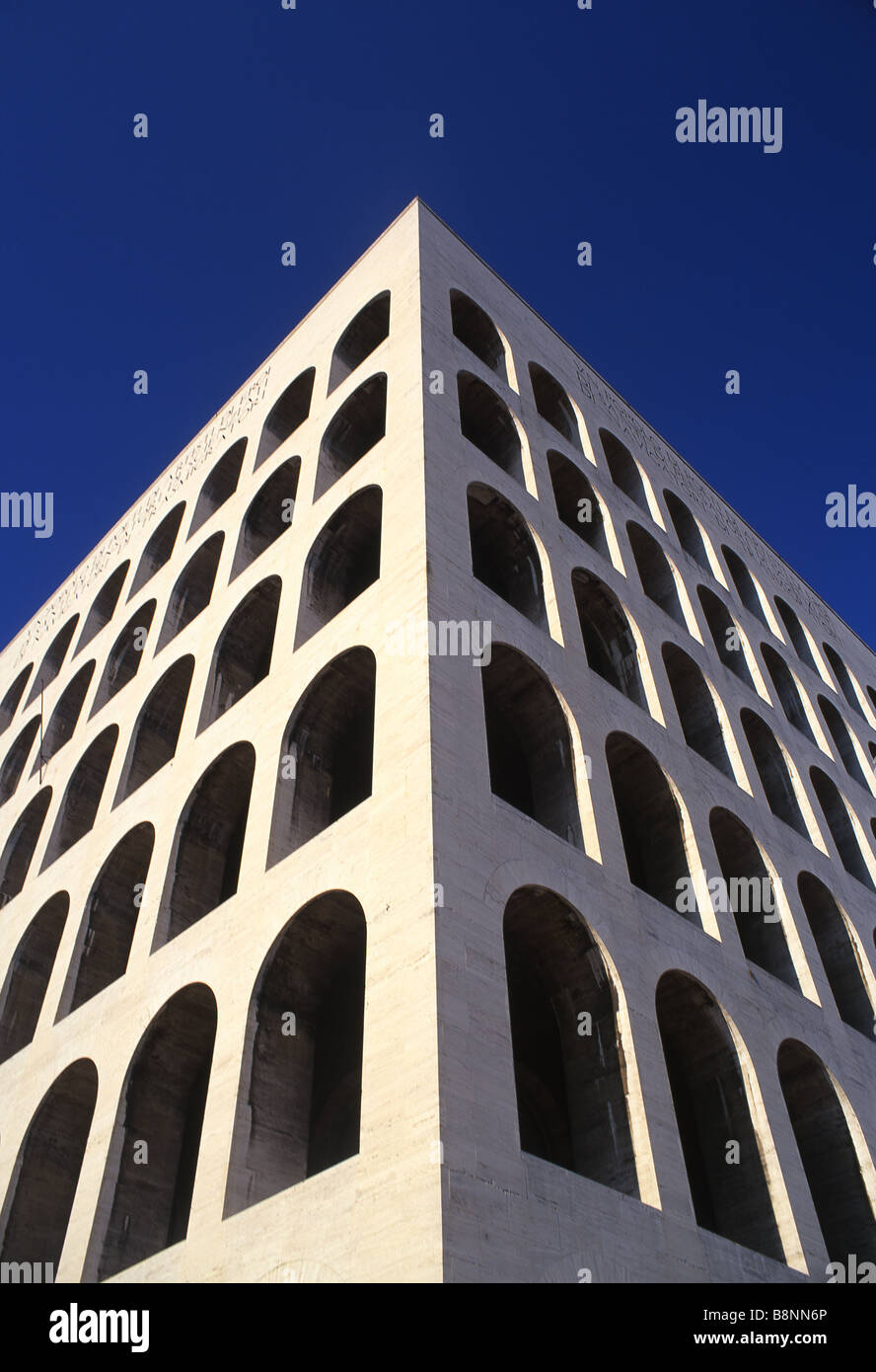 EUR Palazzo della Civiltà del Lavoro Square Colosseum Fascist era architecture Rome Lazio Italy Stock Photo