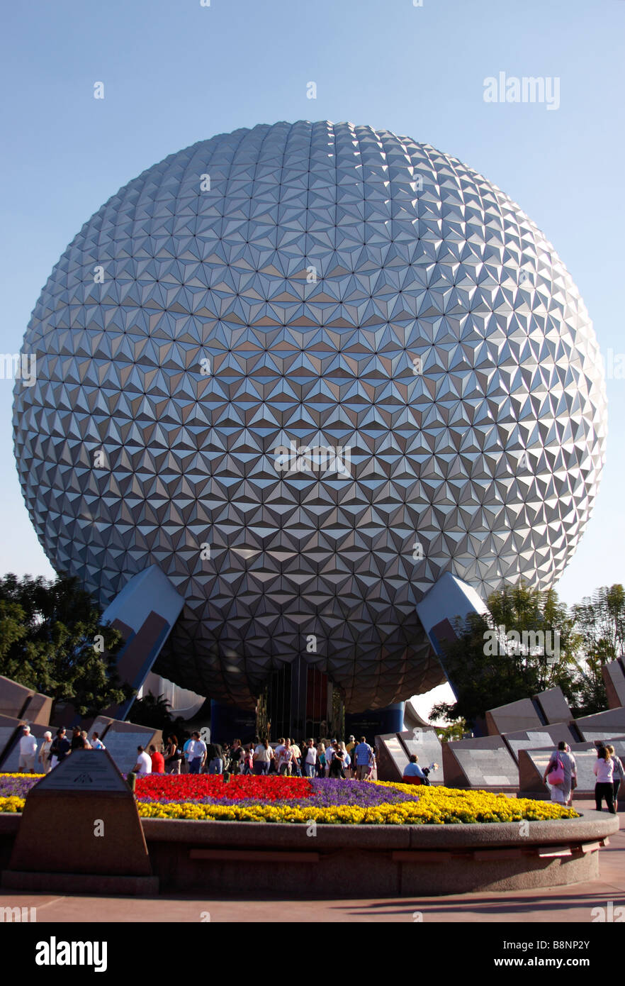 Spaceship Earth geodesic dome, Epcot Center theme park, Walt Disney World, Orlando, Florida, USA Stock Photo