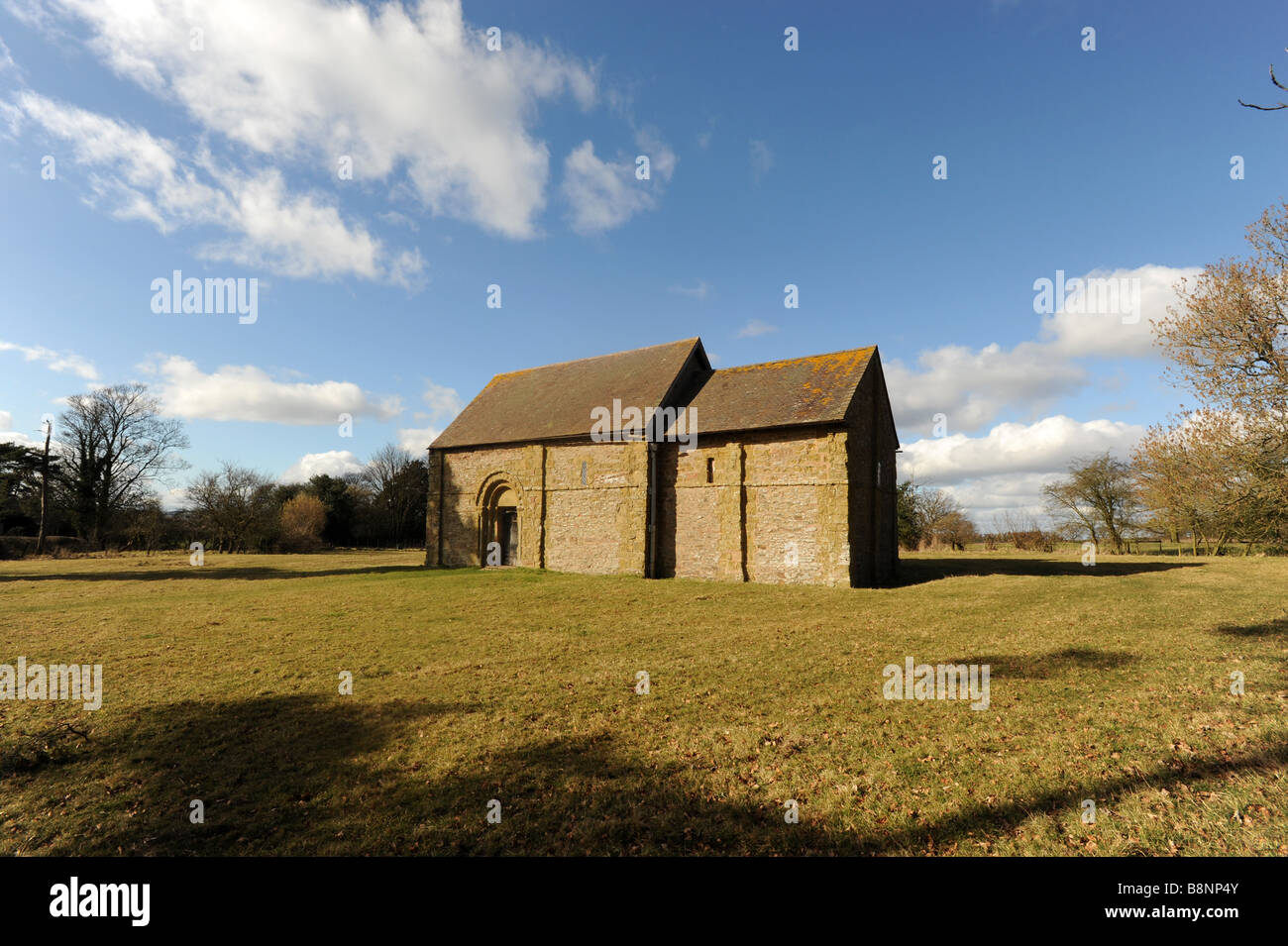 The small isolated Norman chapel at Heath in Shropshire England Uk Stock Photo