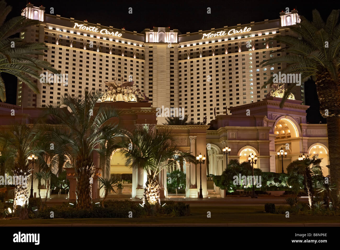 The Monte Carlo Hotel - The Strip - Night Scene - Las Vegas Stock Photo