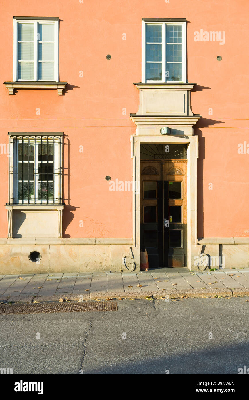Sweden, Stockholm, detail of pink stucco house Stock Photo