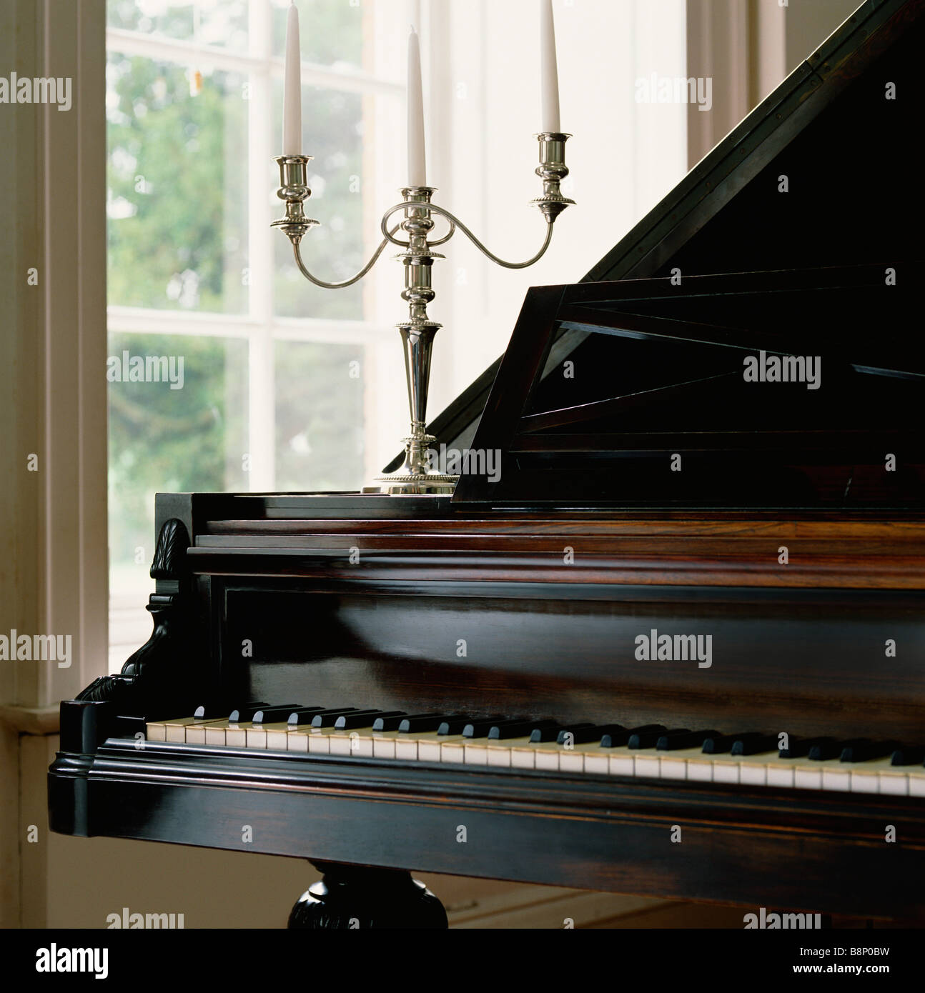 grand piano in drawing room Stock Photo