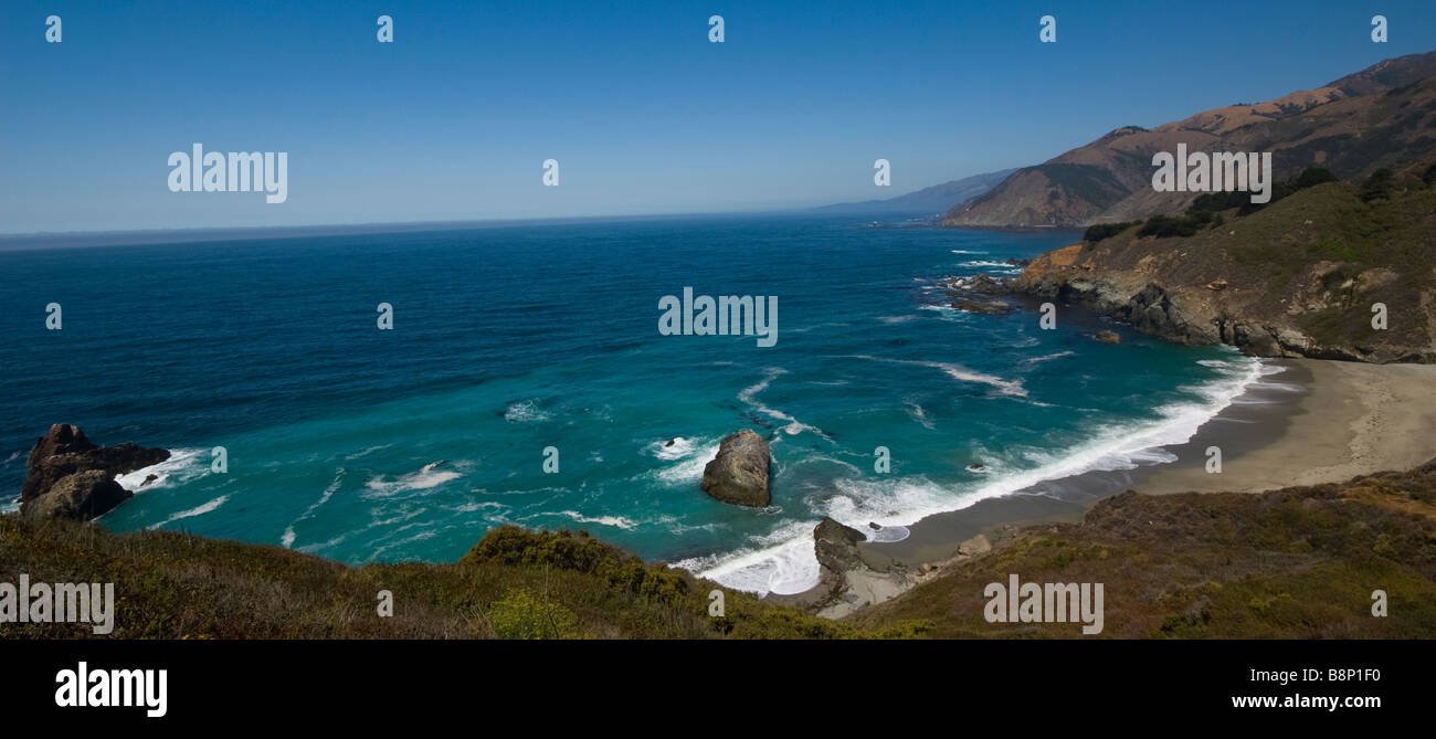 Beautful panoramic photograph of a deserted beach along Route 1 in Big ...