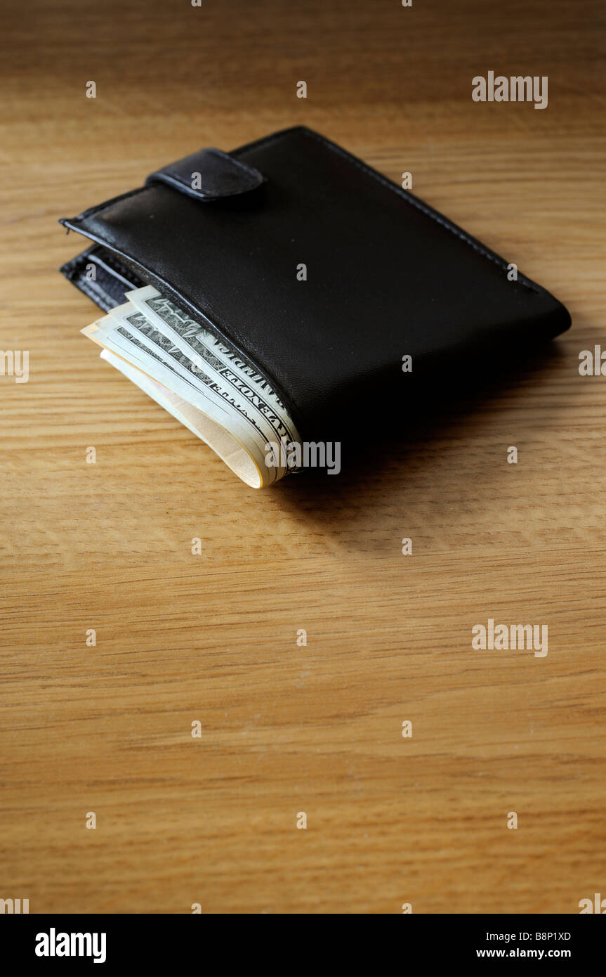 Wallet with dollar bills Stock Photo Alamy