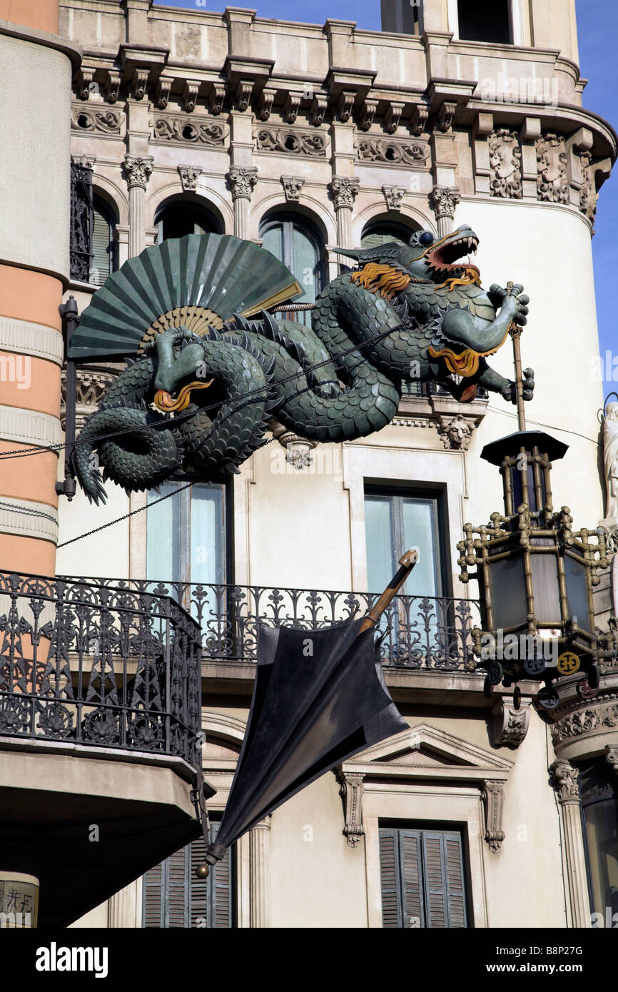 Chinese dragon attached to the Bruno Quadros building. Stock Photo