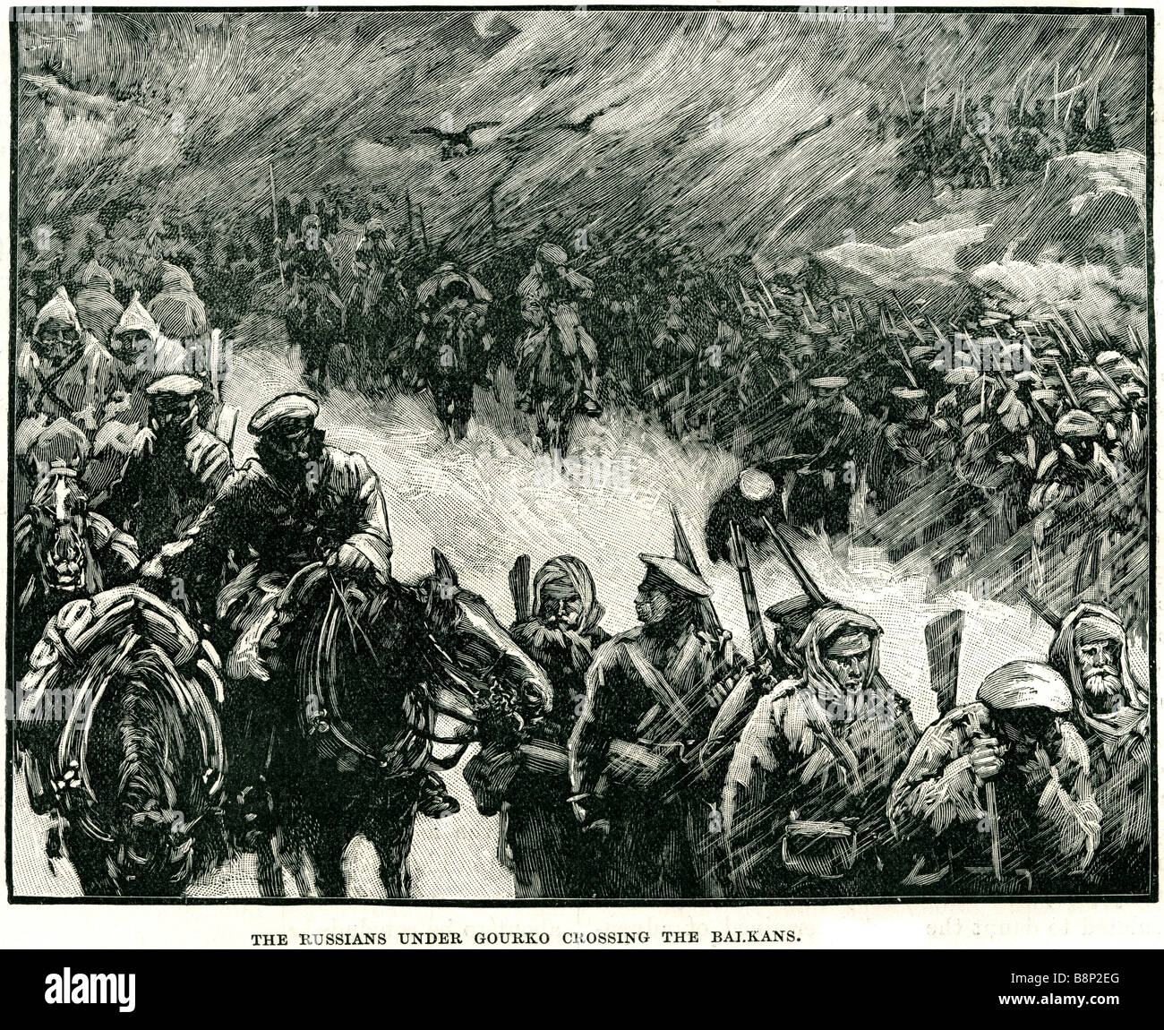 Russians under gourko crossing balkans Russo-Turkish War 1877 78 Stock Photo