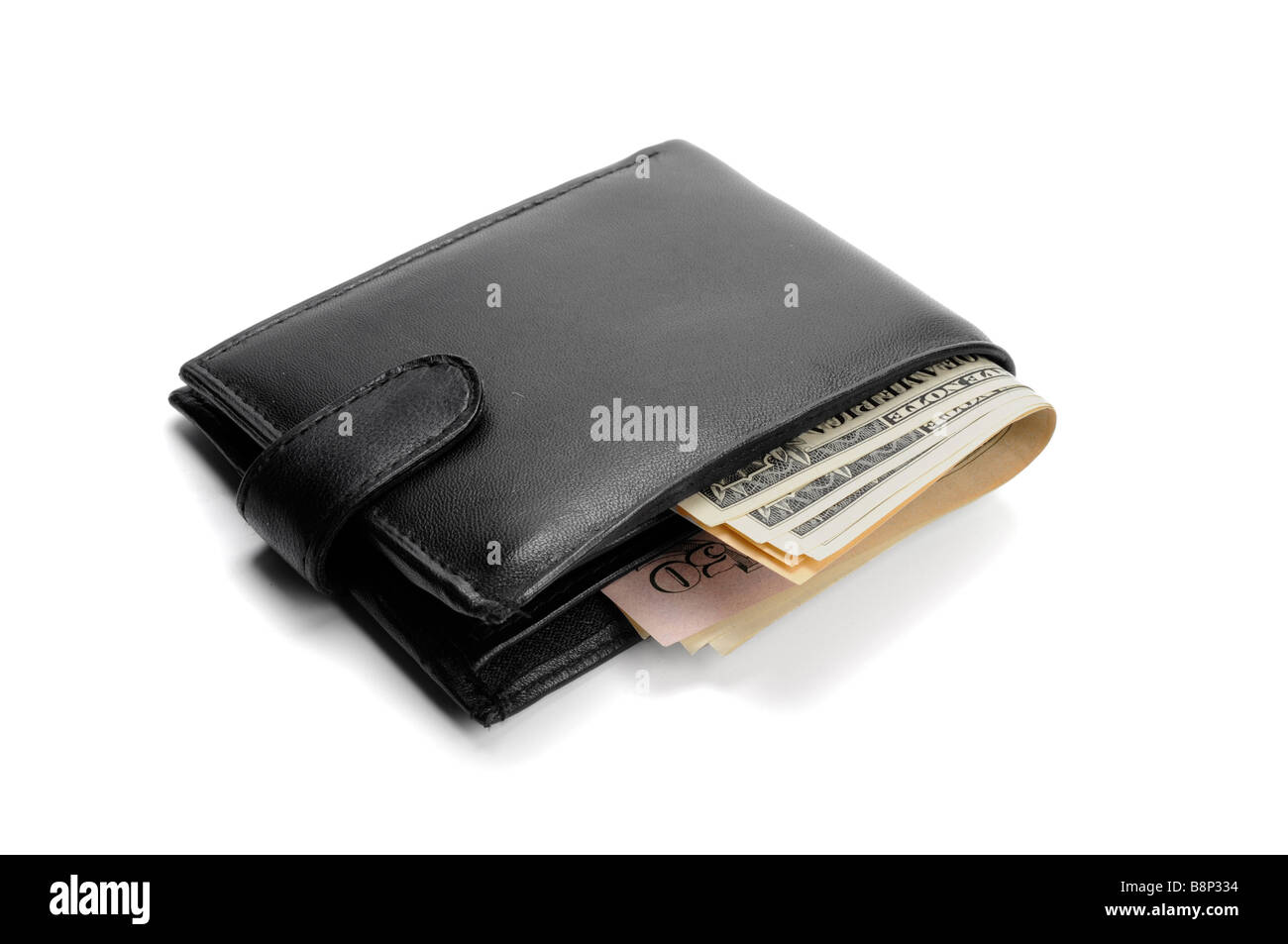 Wallet with dollar bills Stock Photo