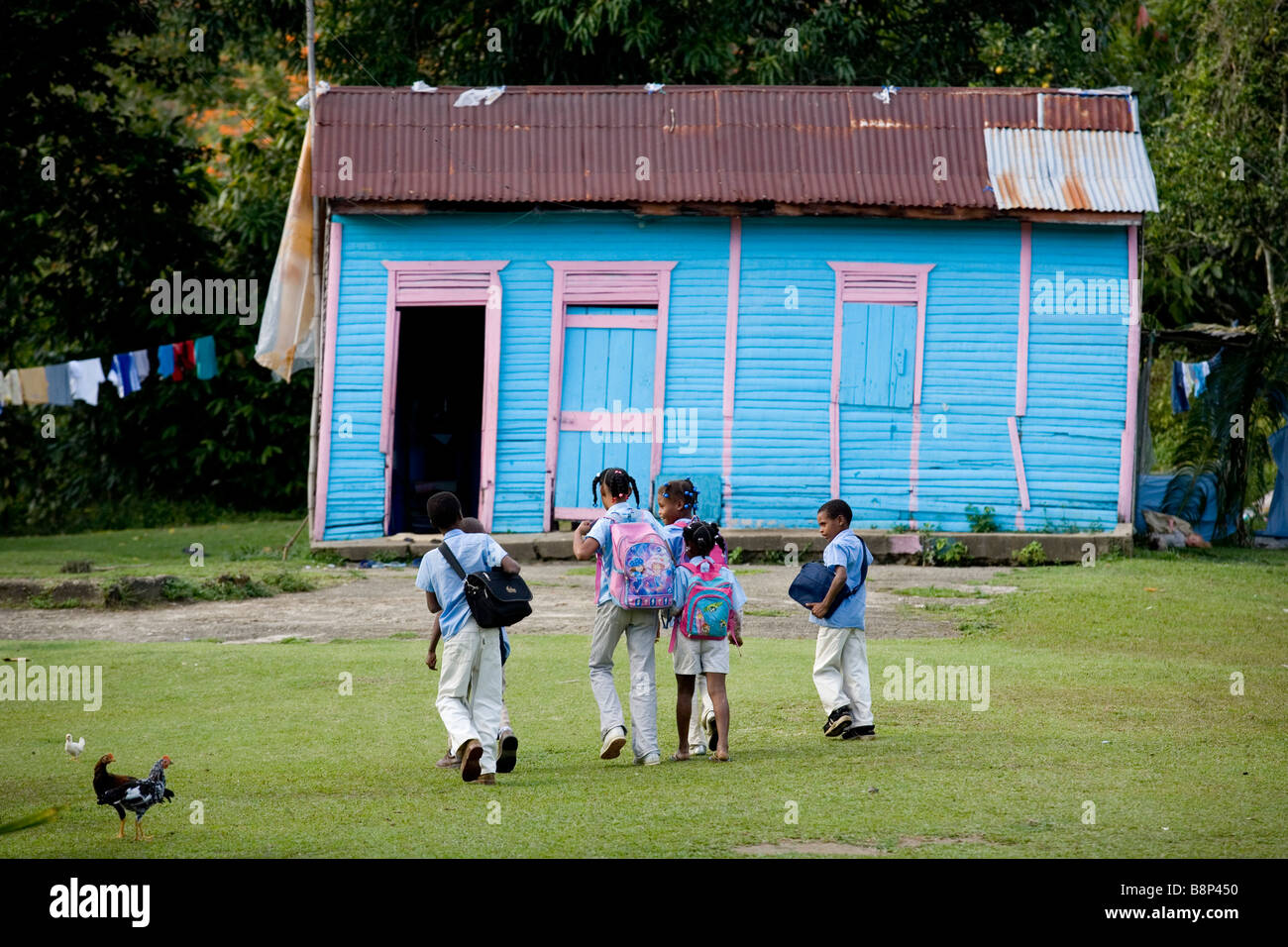 St. Lucia Rural Children walking back from school in rural St Lucia Stock Photo - Alamy
