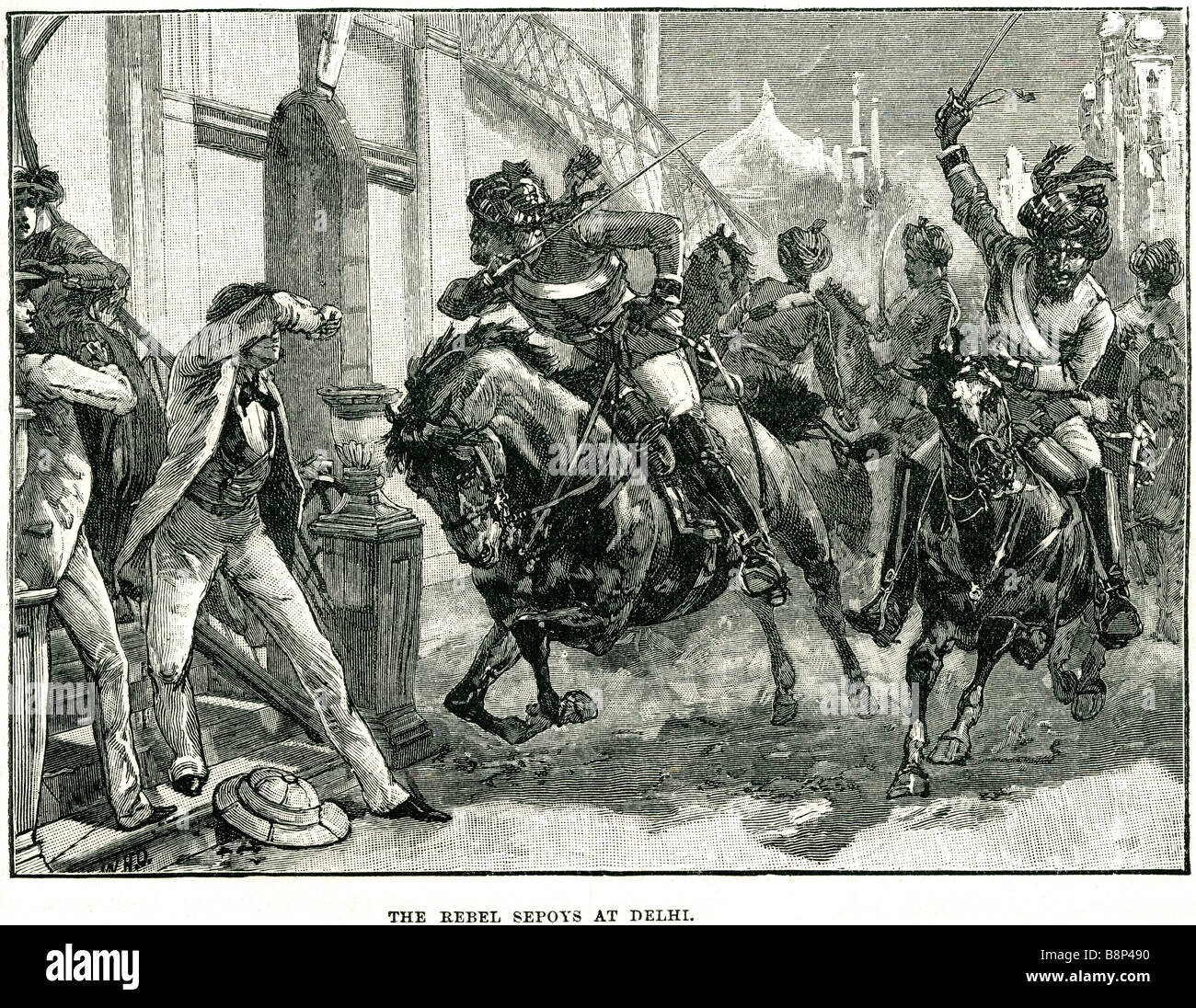 rebel sepoys at delhi Indian Rebellion of 1857 Meerut Bahadur Shah Zafar Stock Photo