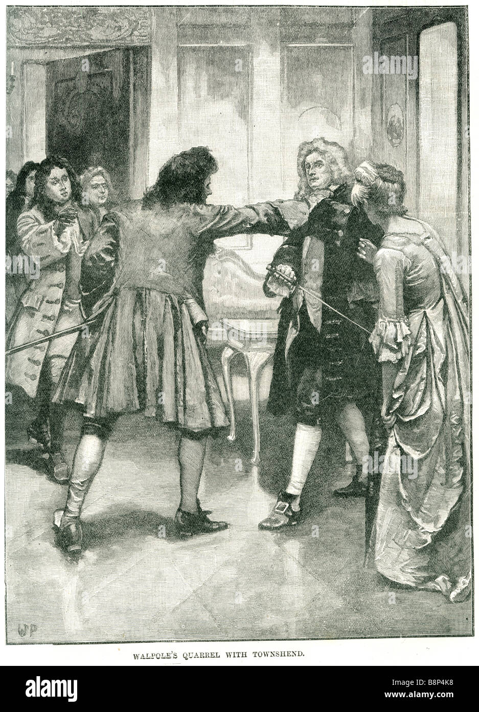 walpole's quarrel with townshend  Robert Walpole 1st Earl of Orford Stock Photo