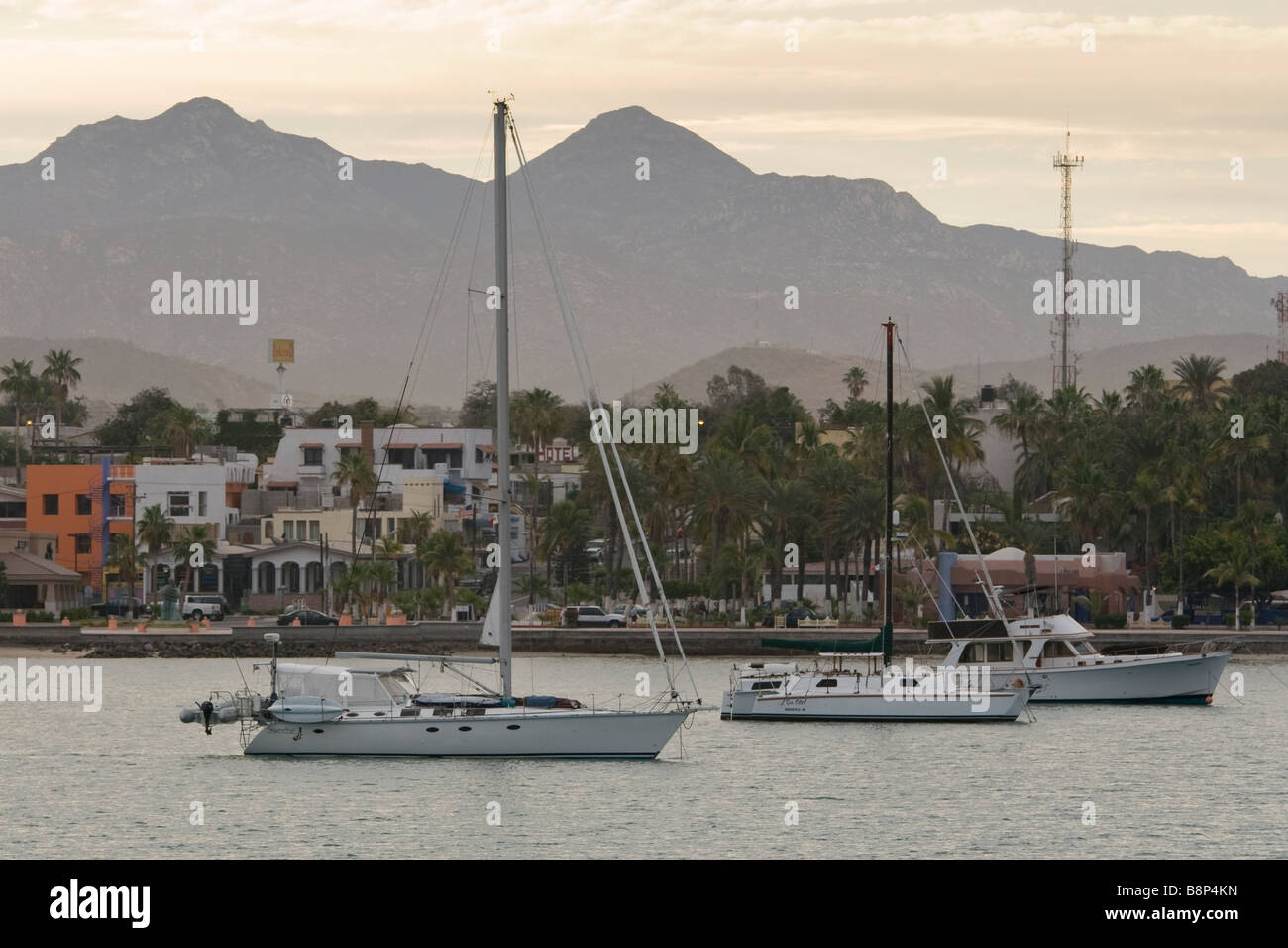 Sailboats at Anchor Stock Photo