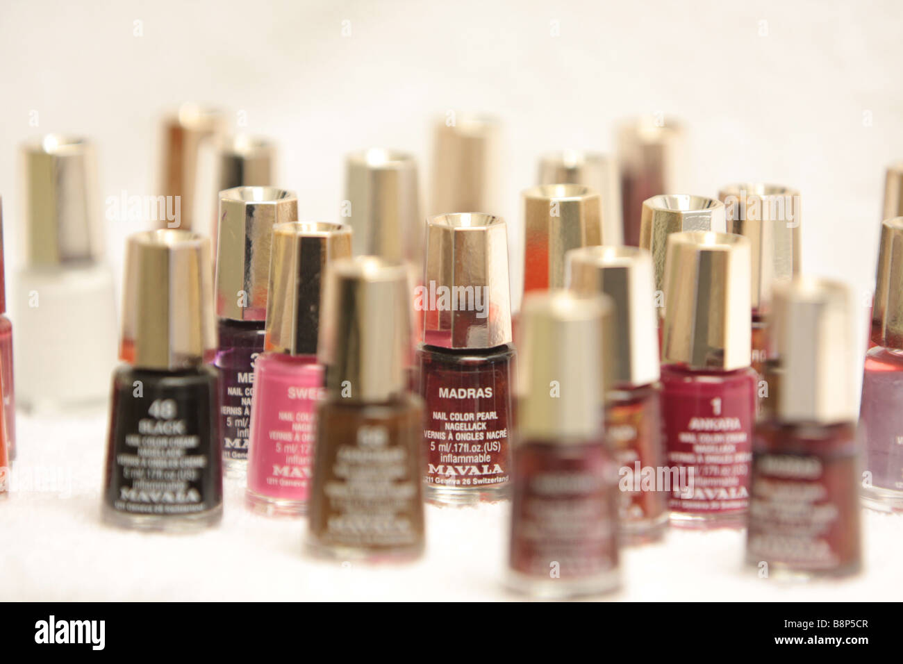 display of nail varnish bottles Stock Photo Alamy