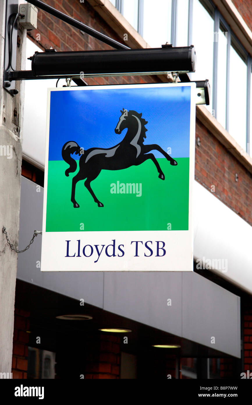 A sign above the Lloyds TSB (now Lloyds Banking Group) branch Old Street, London. Feb 2009 Stock Photo
