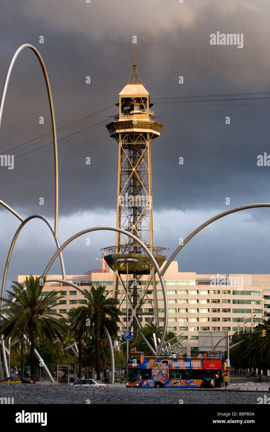 Cable railway tower of Barcelona Stock Photo - Alamy