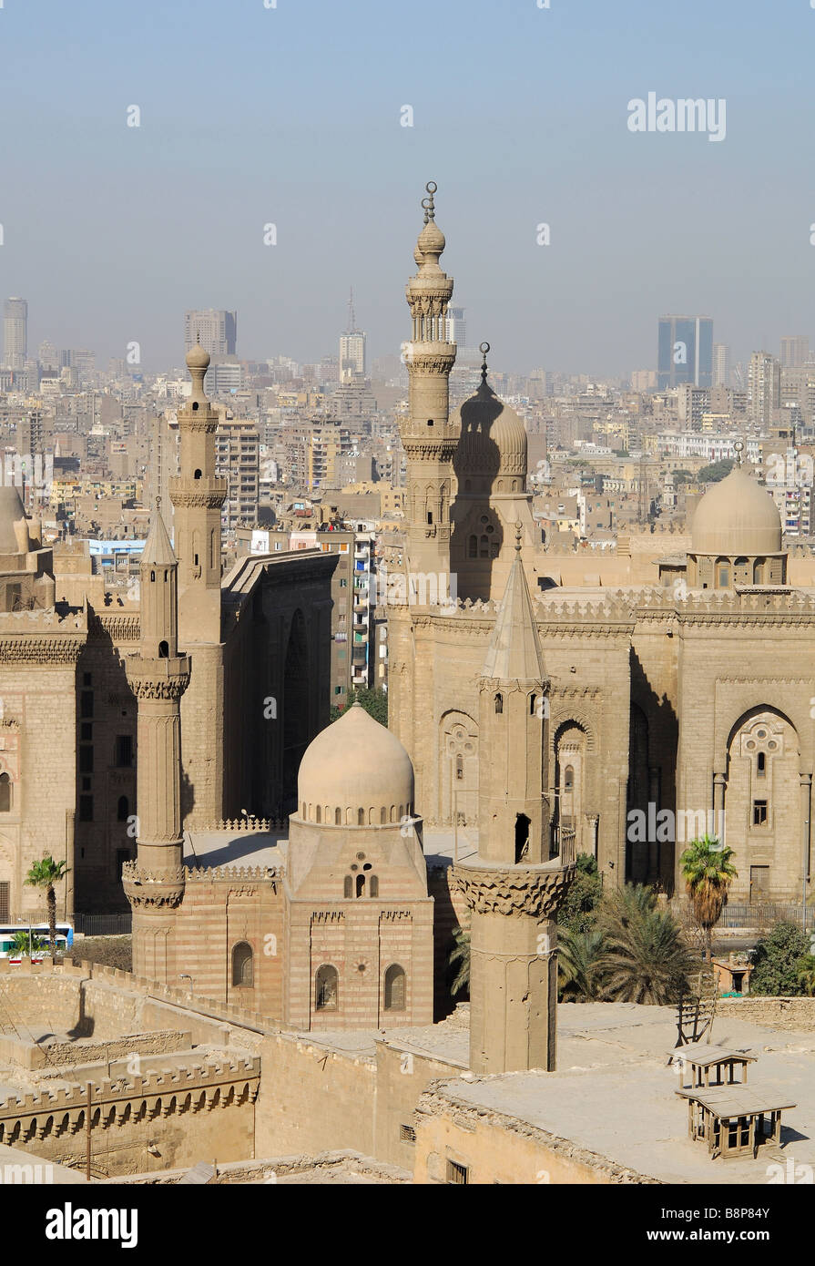 CAIRO, EGYPT. A view of the Mosque of Sultan Hassan and Rifai Mosque as seen from the Citadel. 2009. Stock Photo
