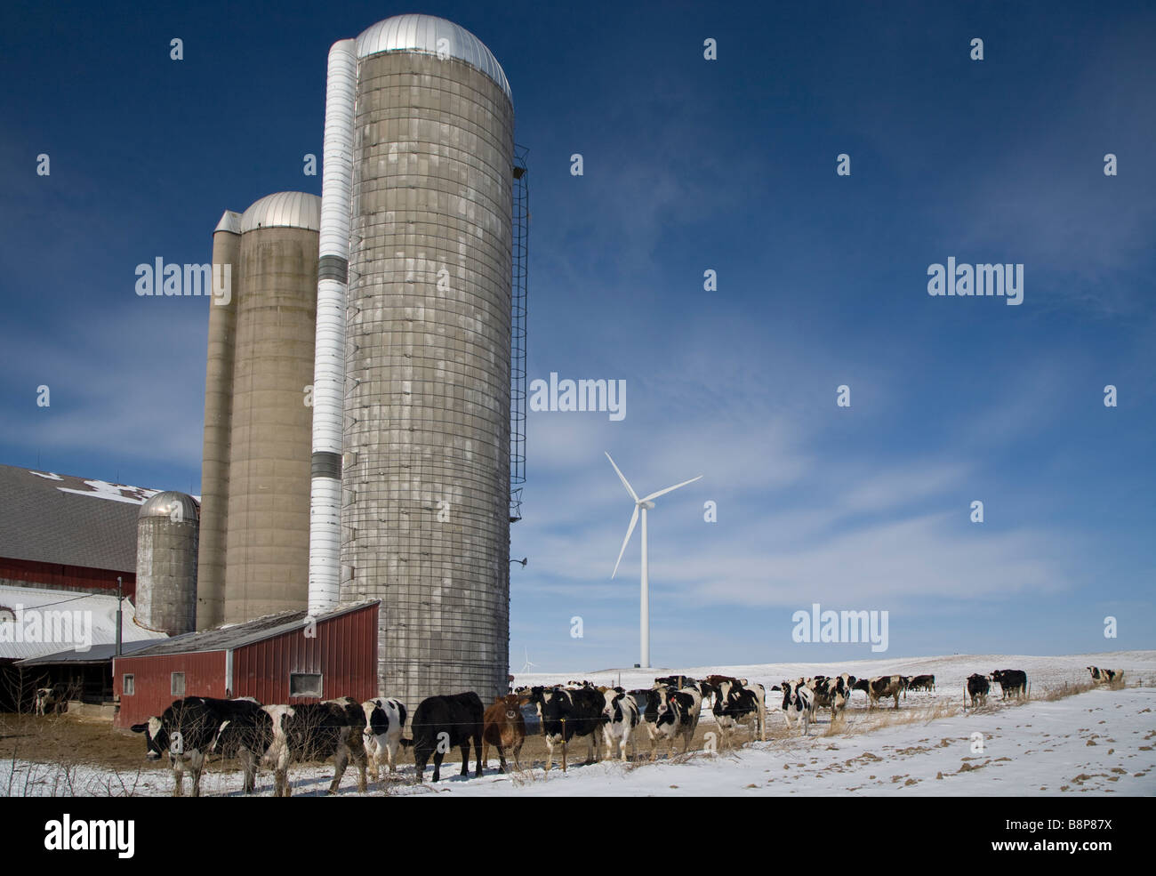 Wind Turbines in Rural Michigan Stock Photo