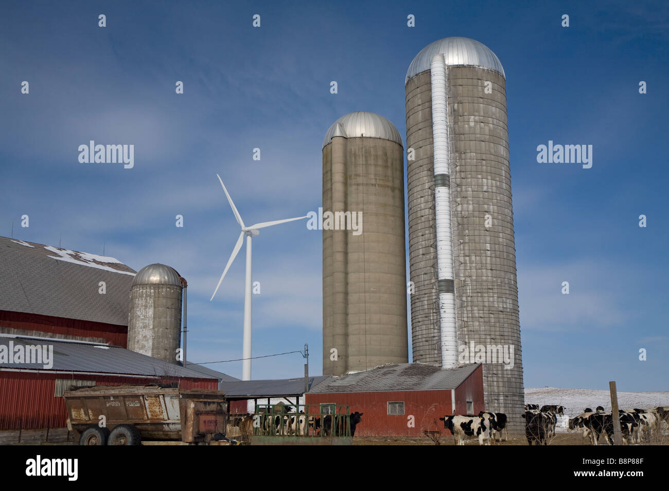 Wind Turbines in Rural Michigan Stock Photo