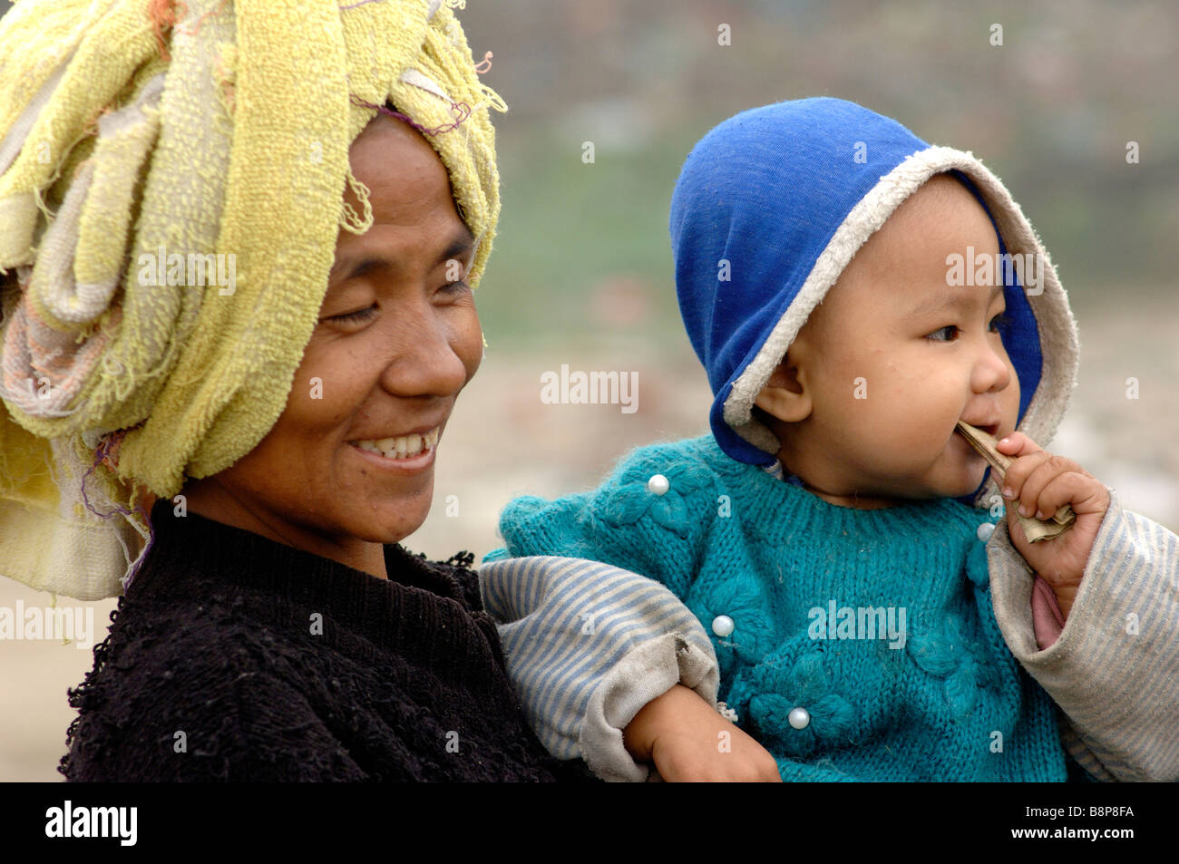 mother and child Burma Myanmar Stock Photo