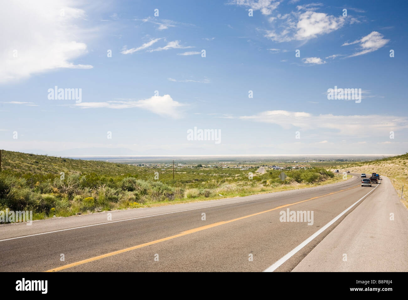 Lonely car on the road, Arizona USA Stock Photo