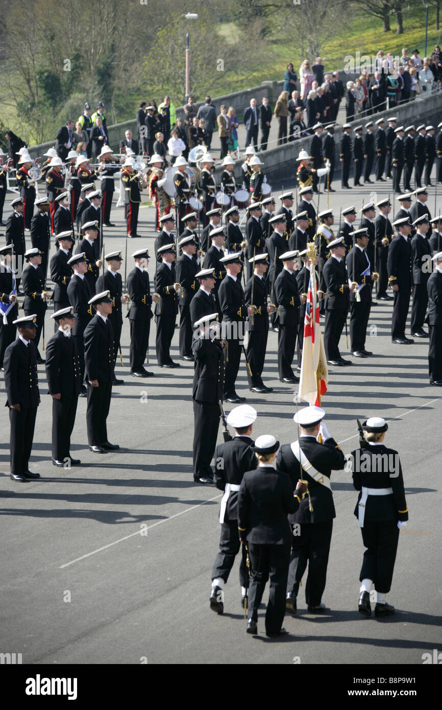 Town of Dartmouth, England. Royal Navy Officer passing out parade at Britannia Royal Naval College (BRNC) Dartmouth. Stock Photo