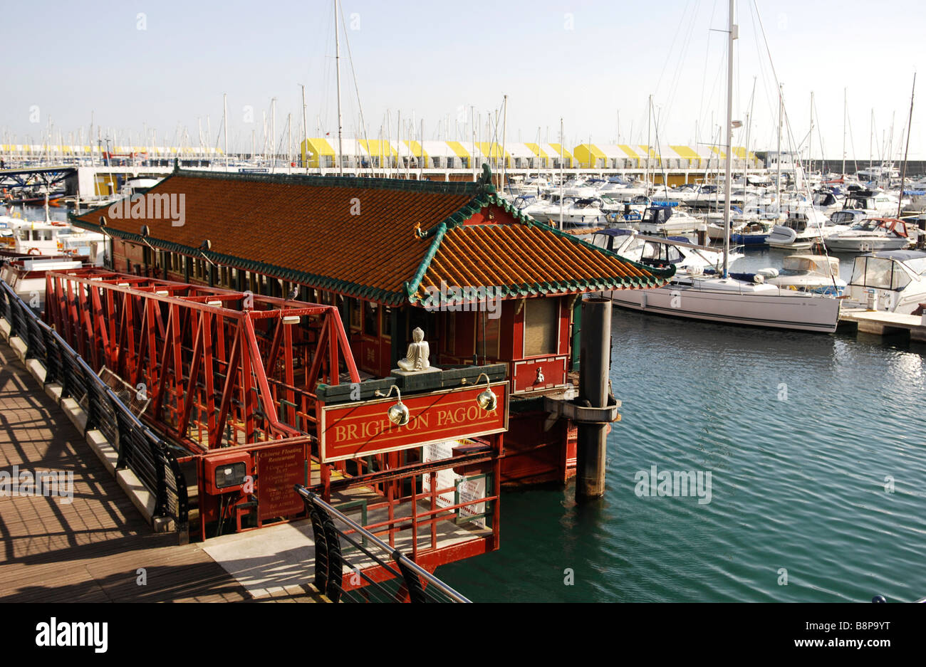 Brighton Pagoda floating chinese restaurant in Brighton Marina 2009 (no longer there) Stock Photo