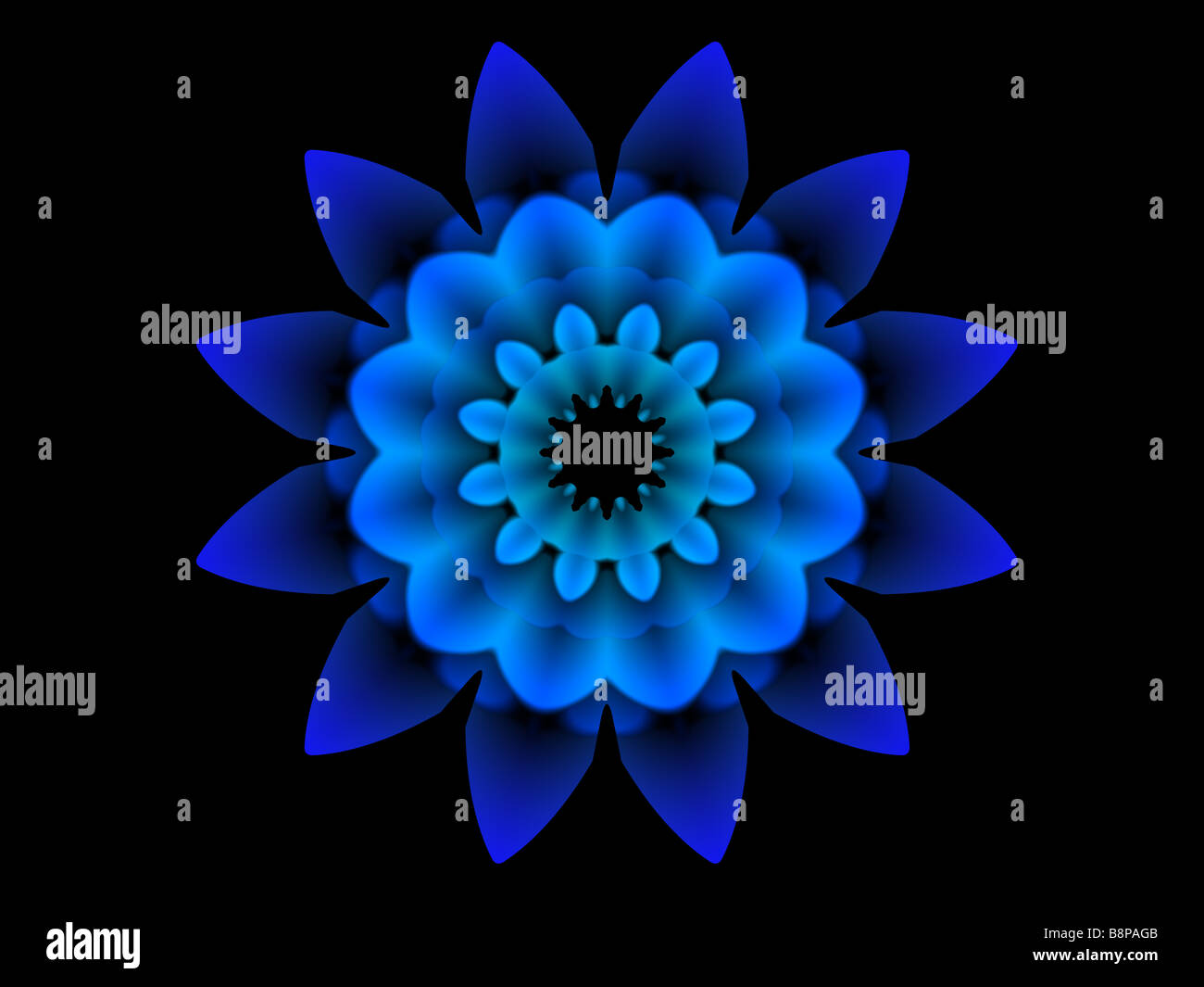 Circular abstract blue flower Stock Photo