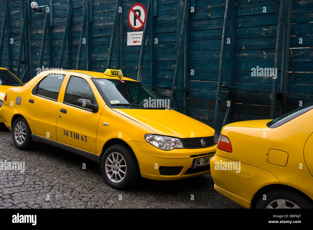 Taxis parked in Istanbul Stock Photo