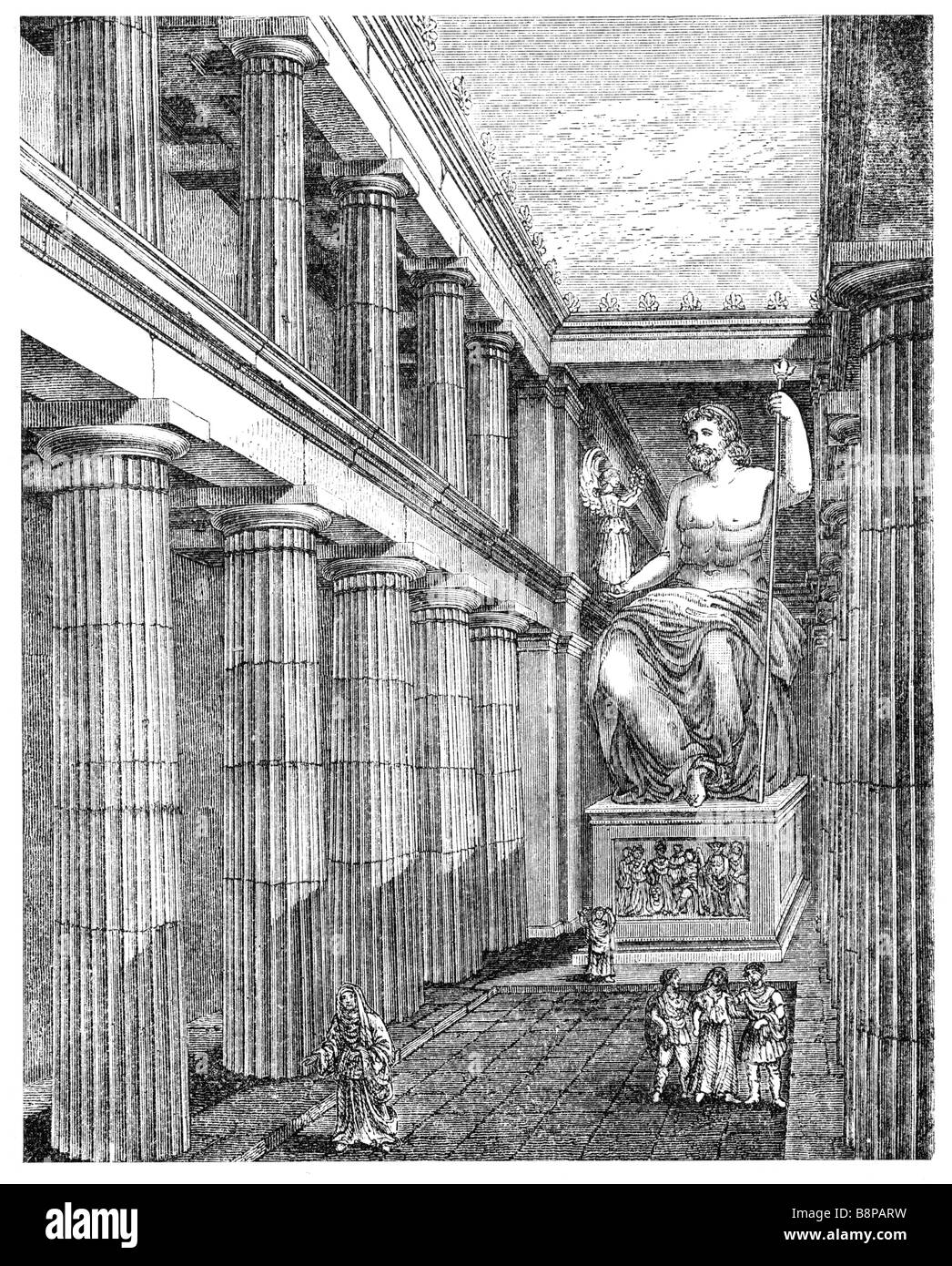 Zeus with the goddess of victory. Originally published in swedish book Historisk läsebok published in 1882 Stock Photo