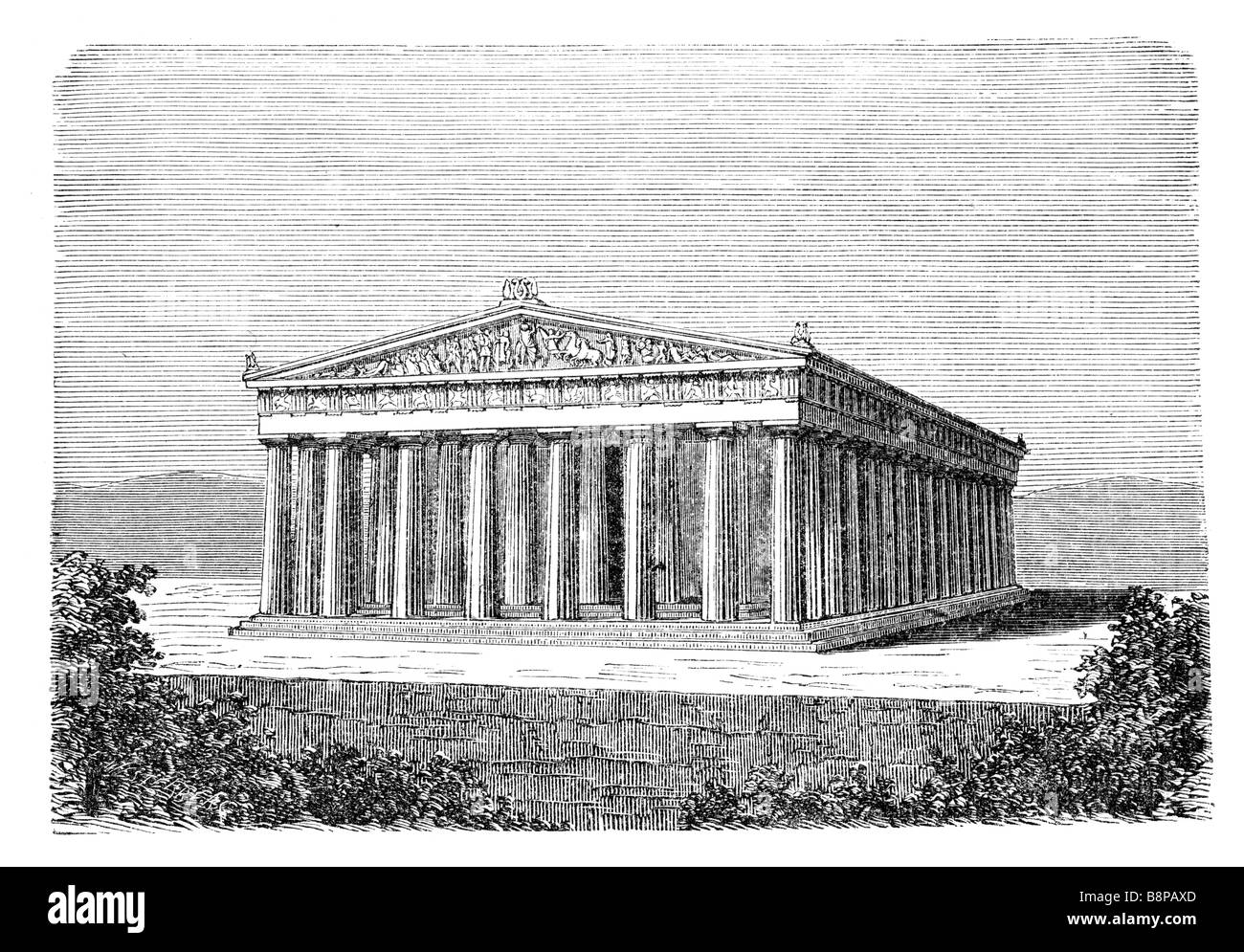 Parthenon. Originally published in swedish book Historisk läsebok published in 1882 Stock Photo