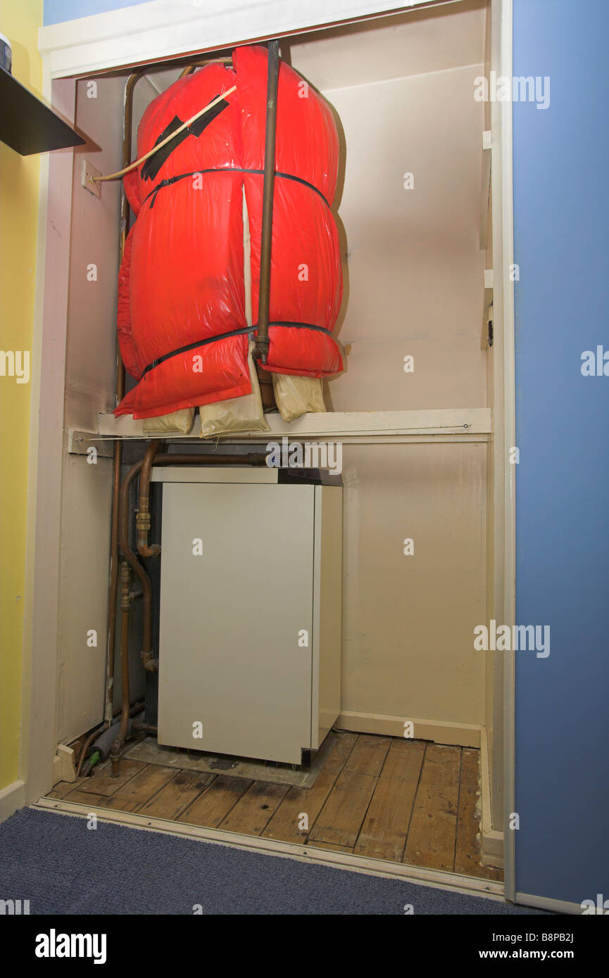 Floor standing boiler installation Stock Photo