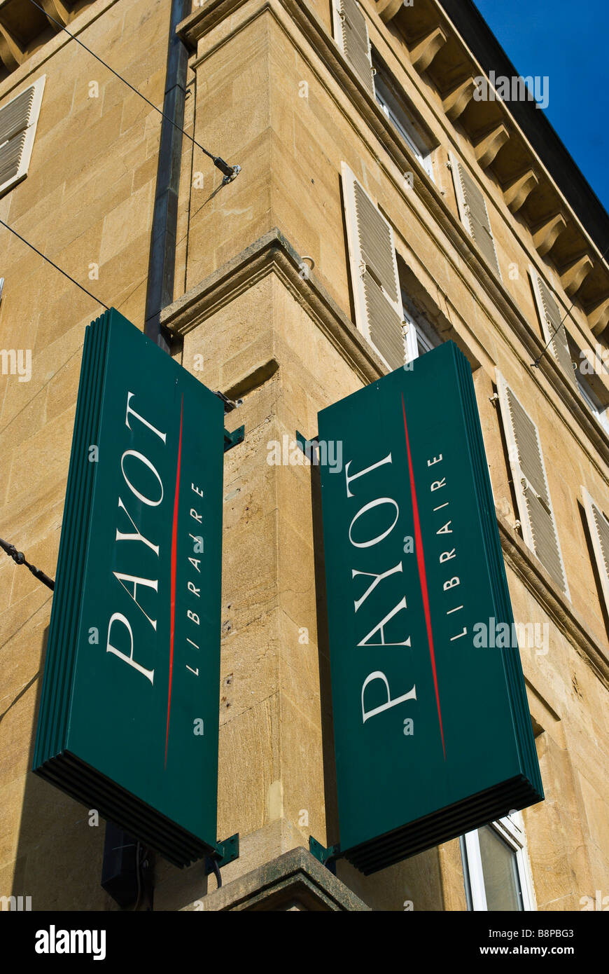 Payot libraire sign above the store entrance Stock Photo