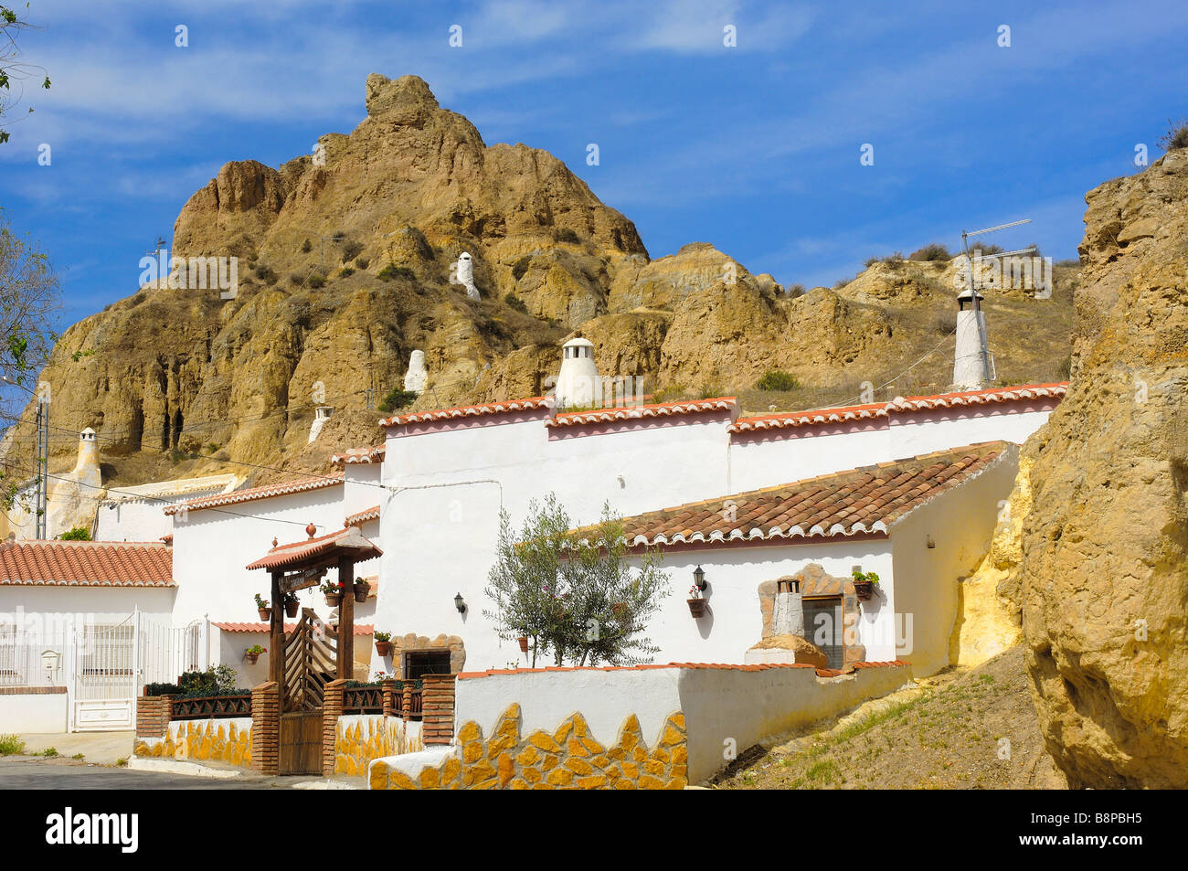 Cave house hotel at Santiago troglodyte quarter Guadix Marquesado region Granada province andalusia Spain Stock Photo