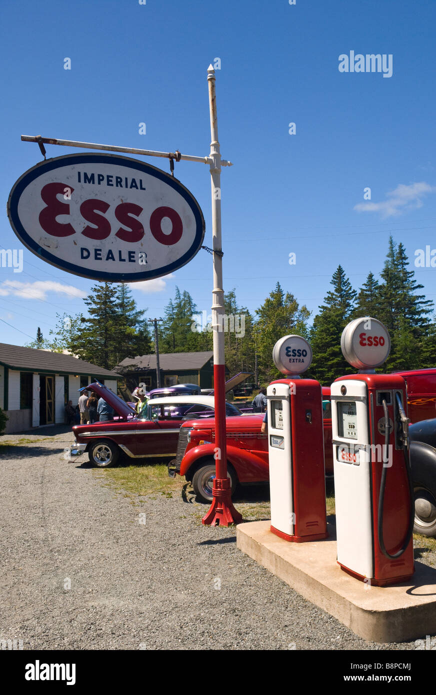 Antique auto show and old Esso station in Heritage Village Lake Charlotte Nova Scotia Canada Antique auto show and old Esso station in Heritage Village Lake Charlotte Nova Scotia Canada