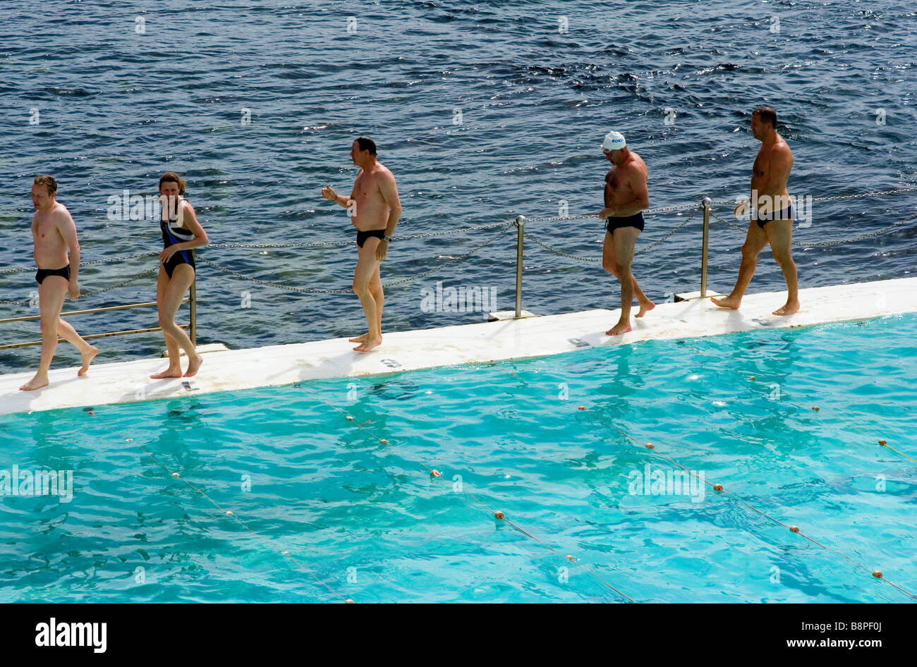 Swimming race at Bondi Icebergs. Stock Photo