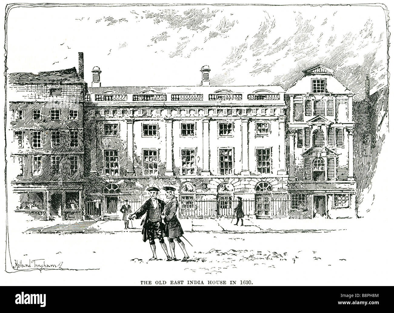 the old east india house in 1630 street road cobbled georgan period dress pedestrians pedestrian house manor The East India Comp Stock Photo