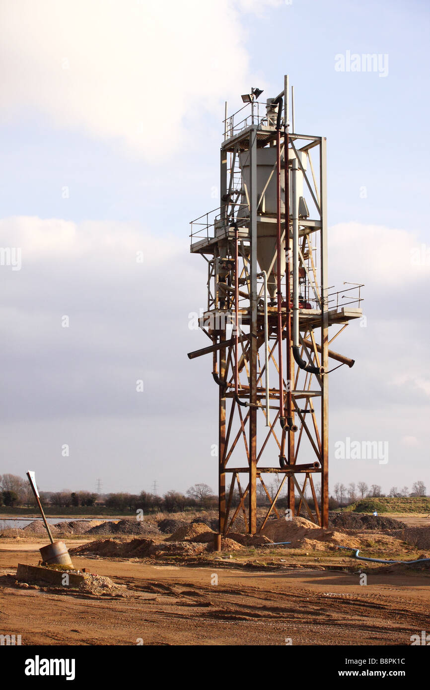 metal tower in gravel extraction quarry used to have conveyored