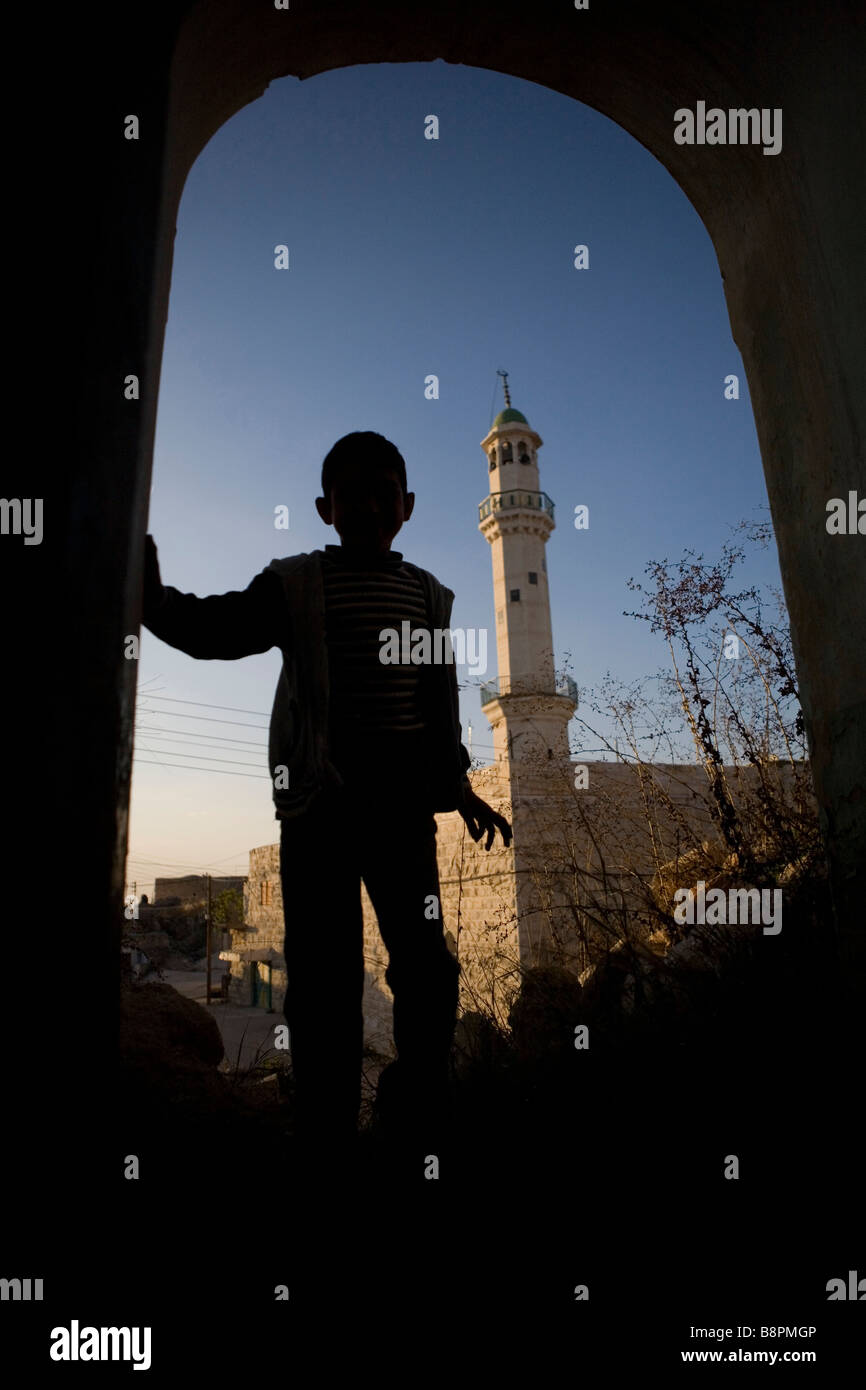 Local boy Farkha co operative Ramallah West Bank part of Palestinian Farmers Union PFU Stock Photo