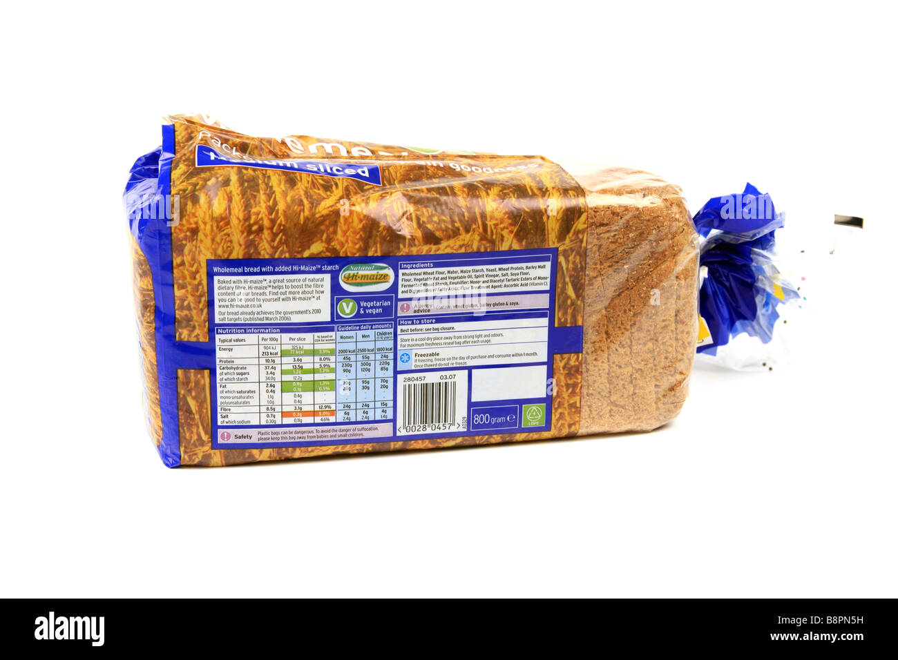 Download Food Label On The Packaging Of A Brown Wholemeal Loaf Of Bread Stock Photo Alamy