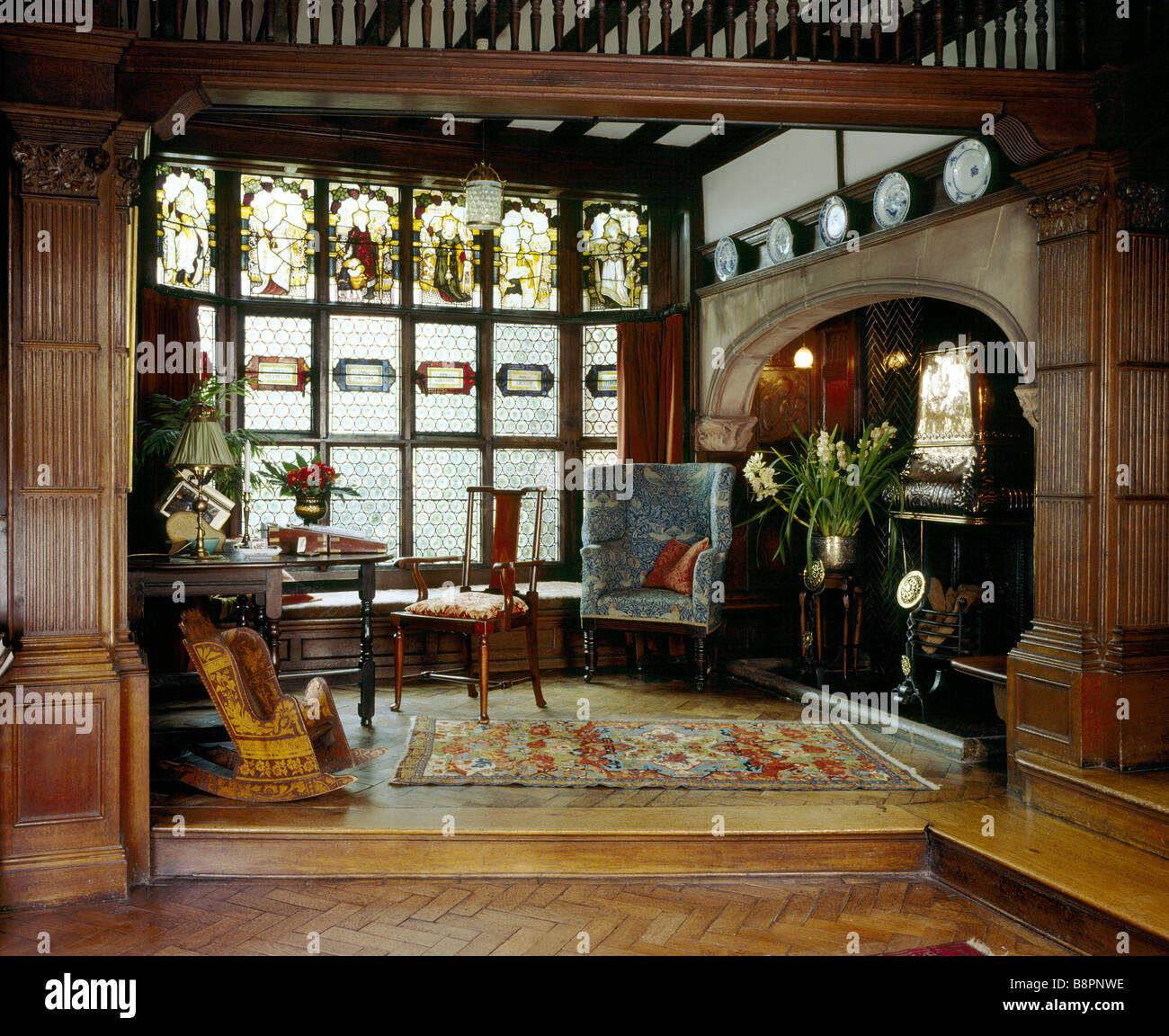 The Hall Alcove At Wightwick Manor Showing The Fireplace Desk And