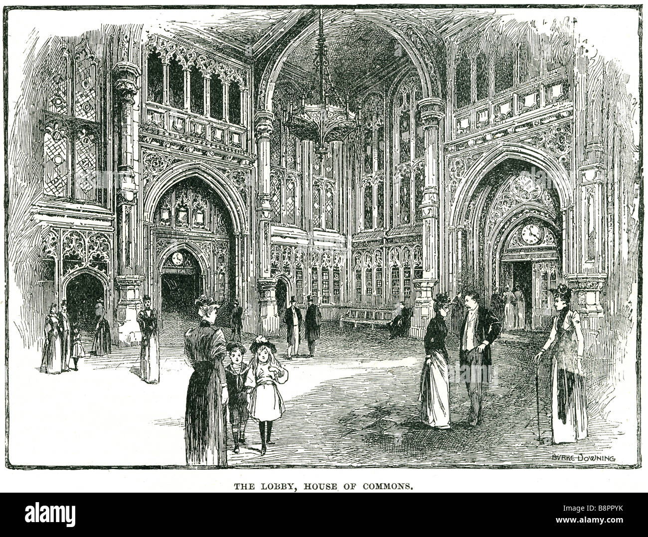 the lobby house of commons 1866 United Kingdom Parliament Palace of Westminster Stock Photo