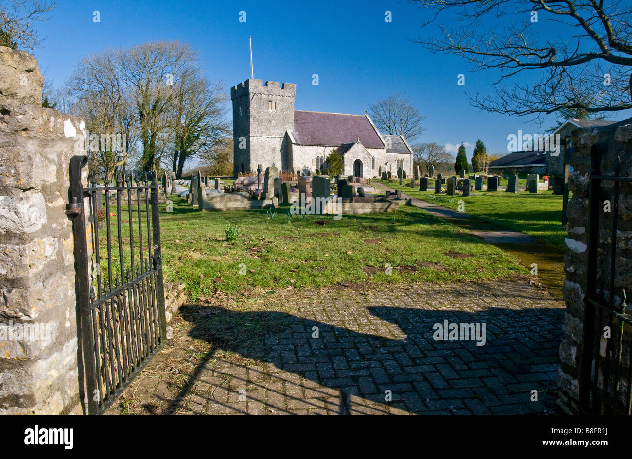 Parish Church of St Donat in the welsh village of Welsh St Donats Vale of Glamorgan Stock Photo