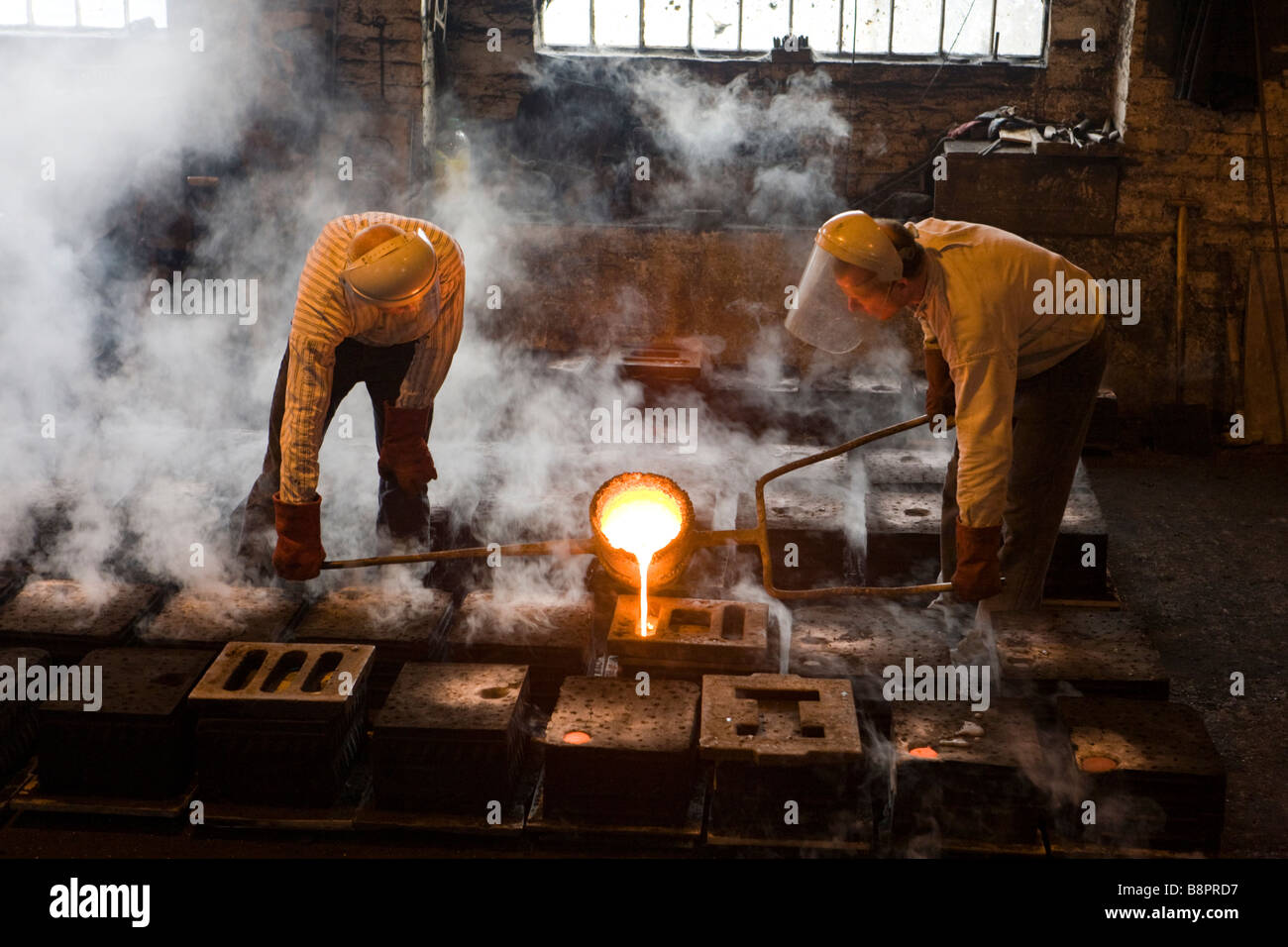 Pouring molten cast iron in the foundry at Blists Hill Victorian Town