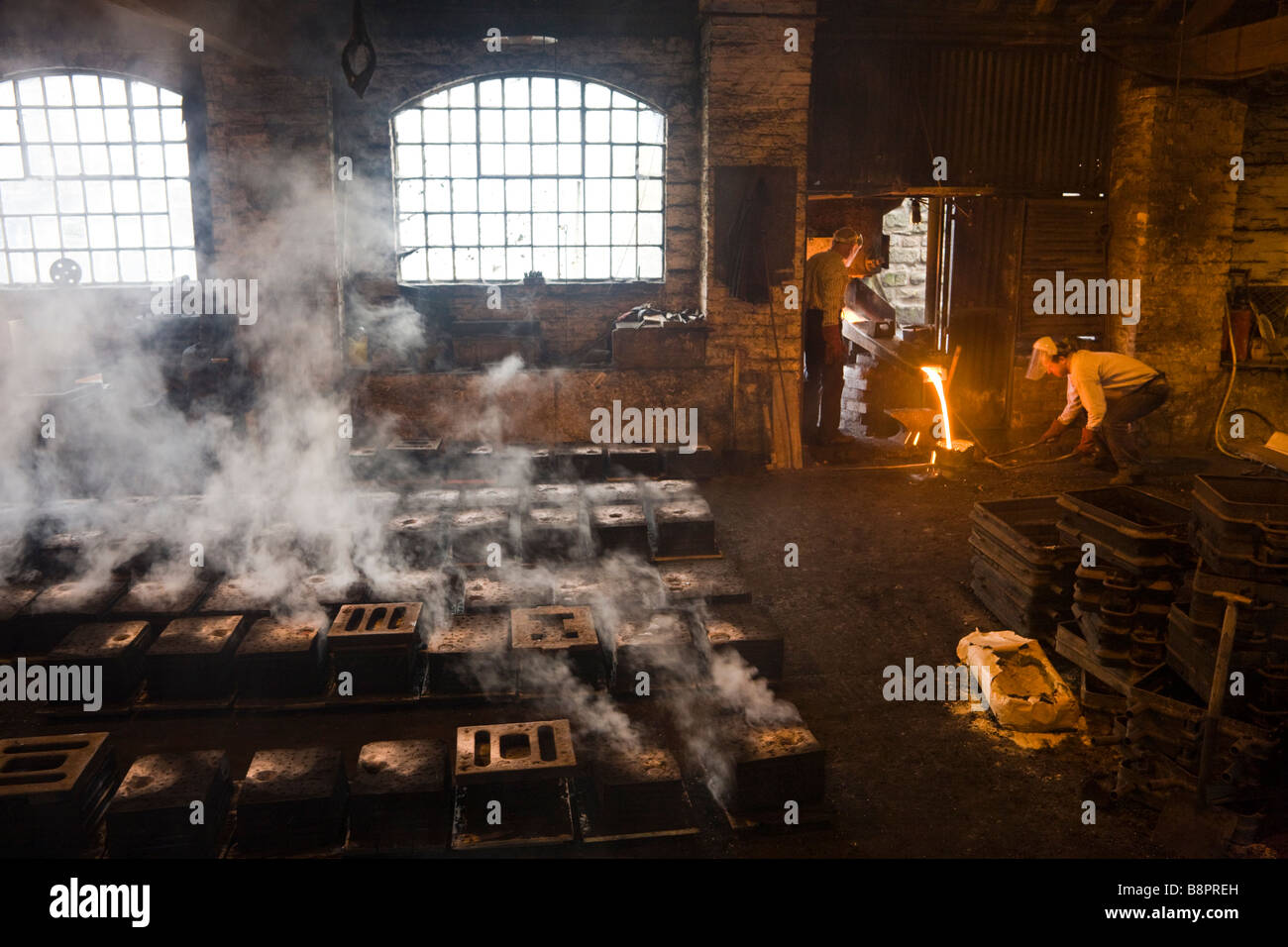 Pouring molten cast iron in the foundry at Blists Hill Victorian Town