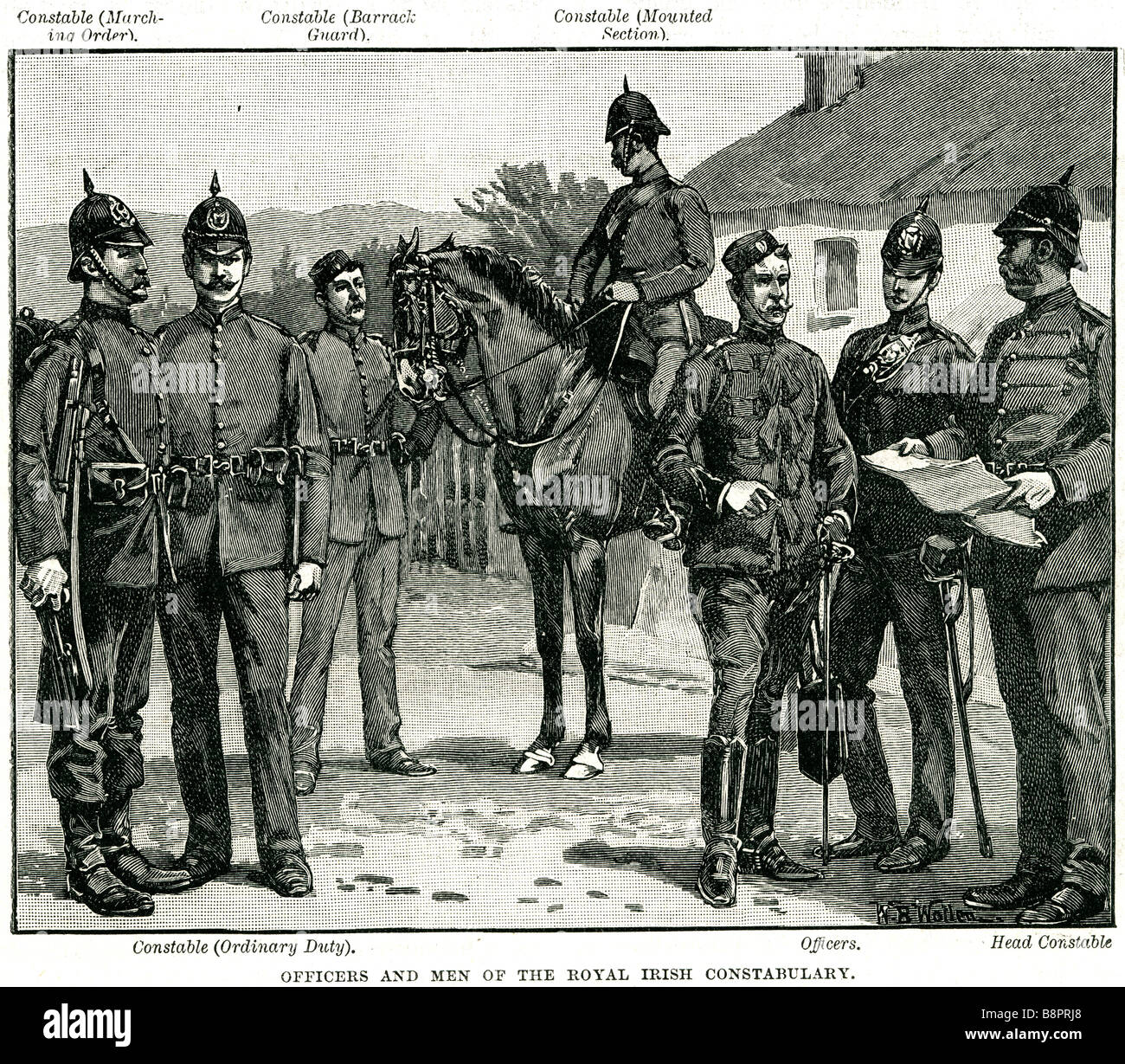 officers men royal irish constabulary 1882 major police force Derry Belfast Stock Photo