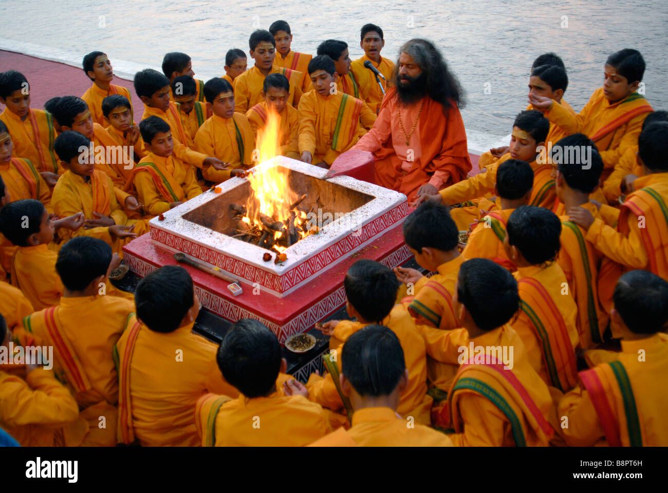 The Ganga Aarti ceremony. Rishikesh, Uttaranchal, India Stock Photo
