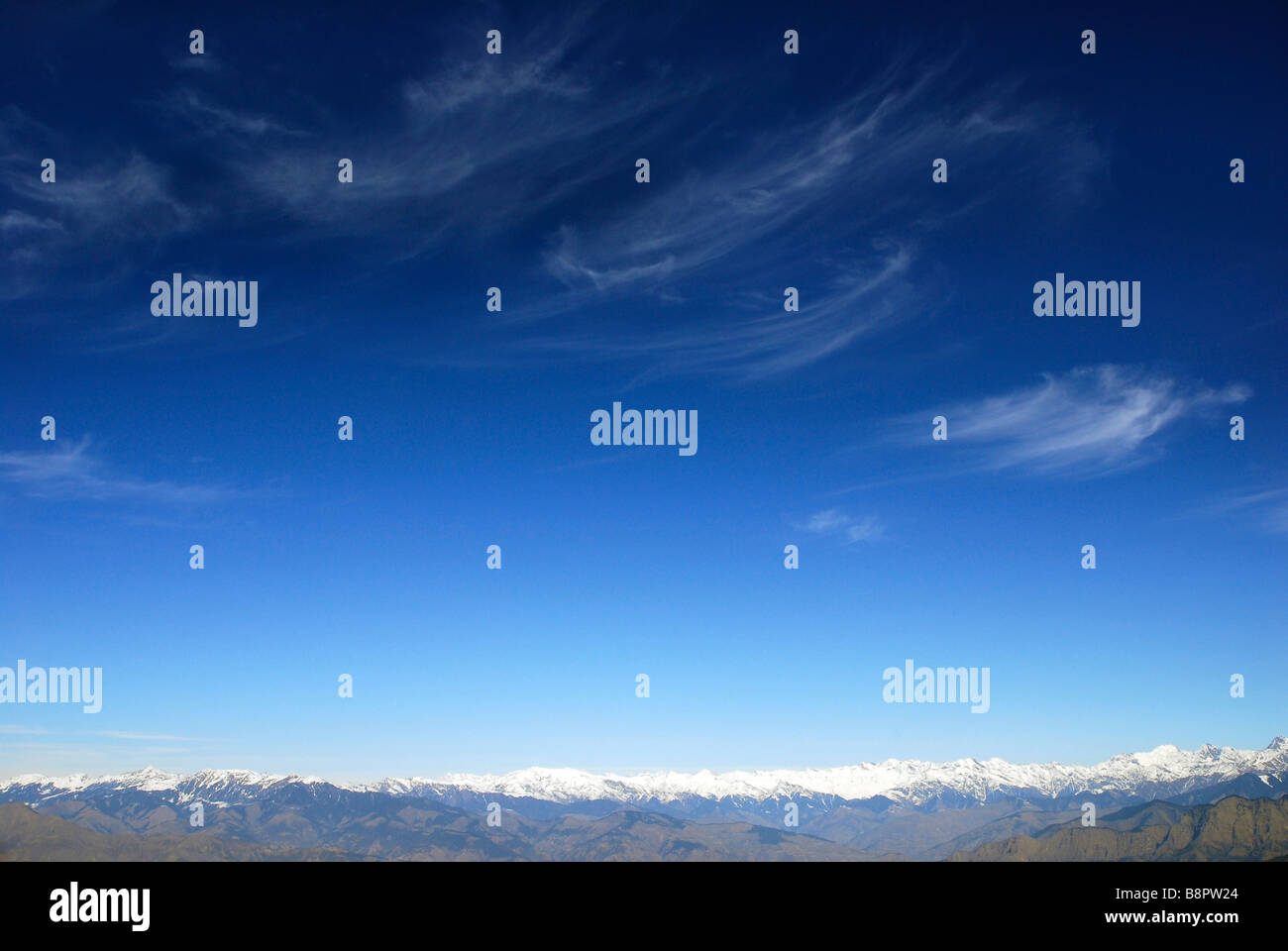 View of the Himalaya's from Dalhousie, Himachal Pradesh, India Stock Photo