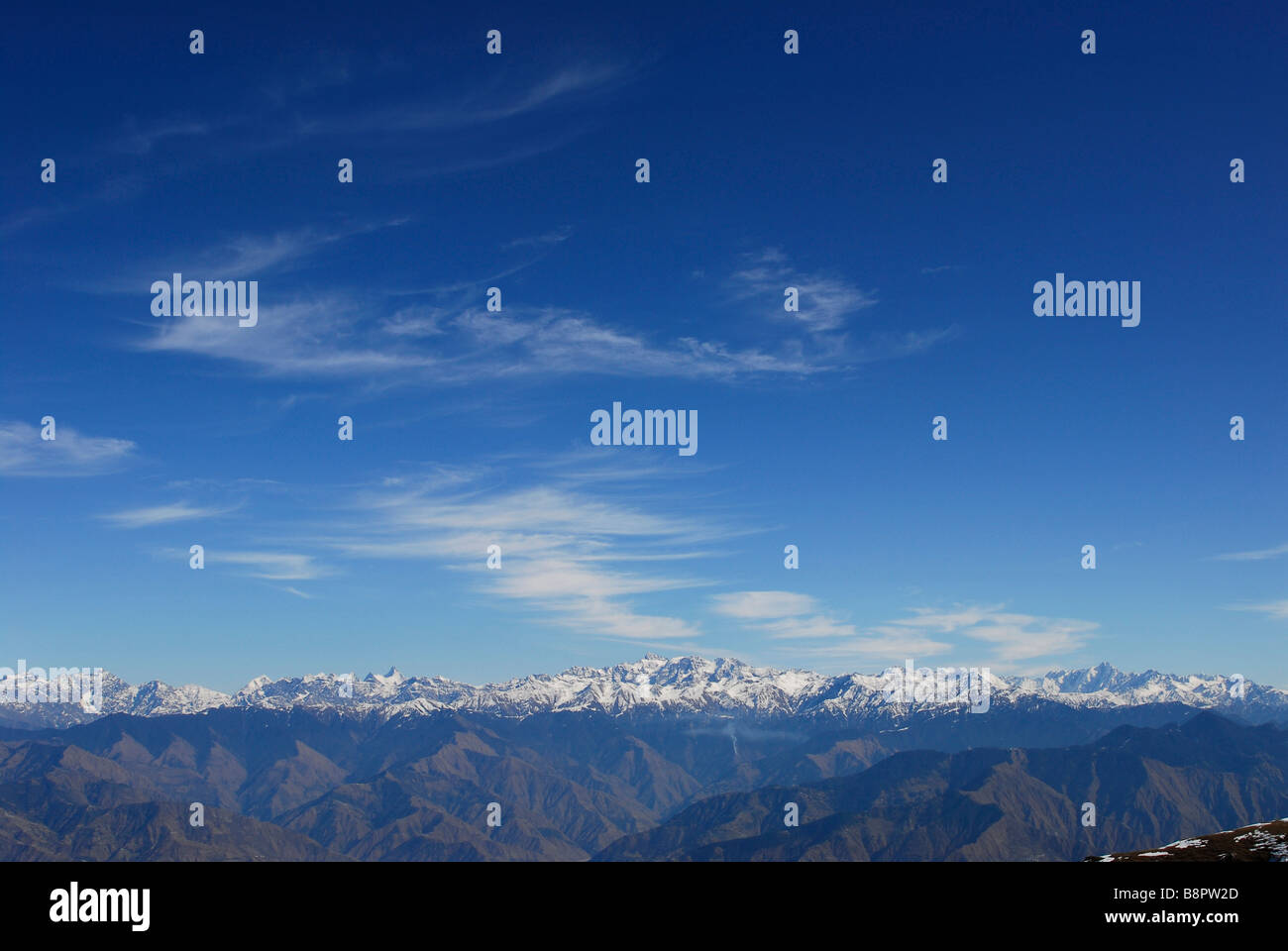 View of the Himalaya's from Dalhousie, Himachal Pradesh, India Stock Photo