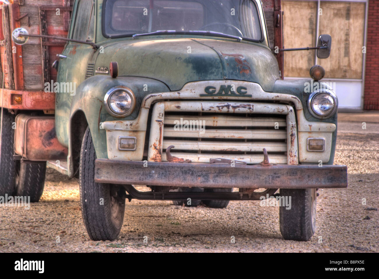 1950 s era dump truck in an HDR image Stock Photo