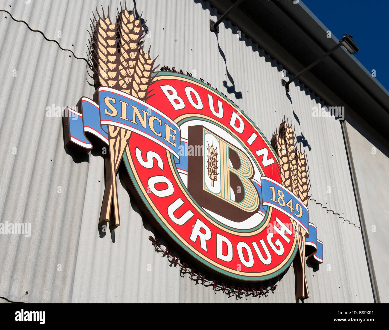 Sign for Boudin's Sourdough Bakery and Cafe, Fisherman's Wharf, San Francisco, California, USA Stock Photo