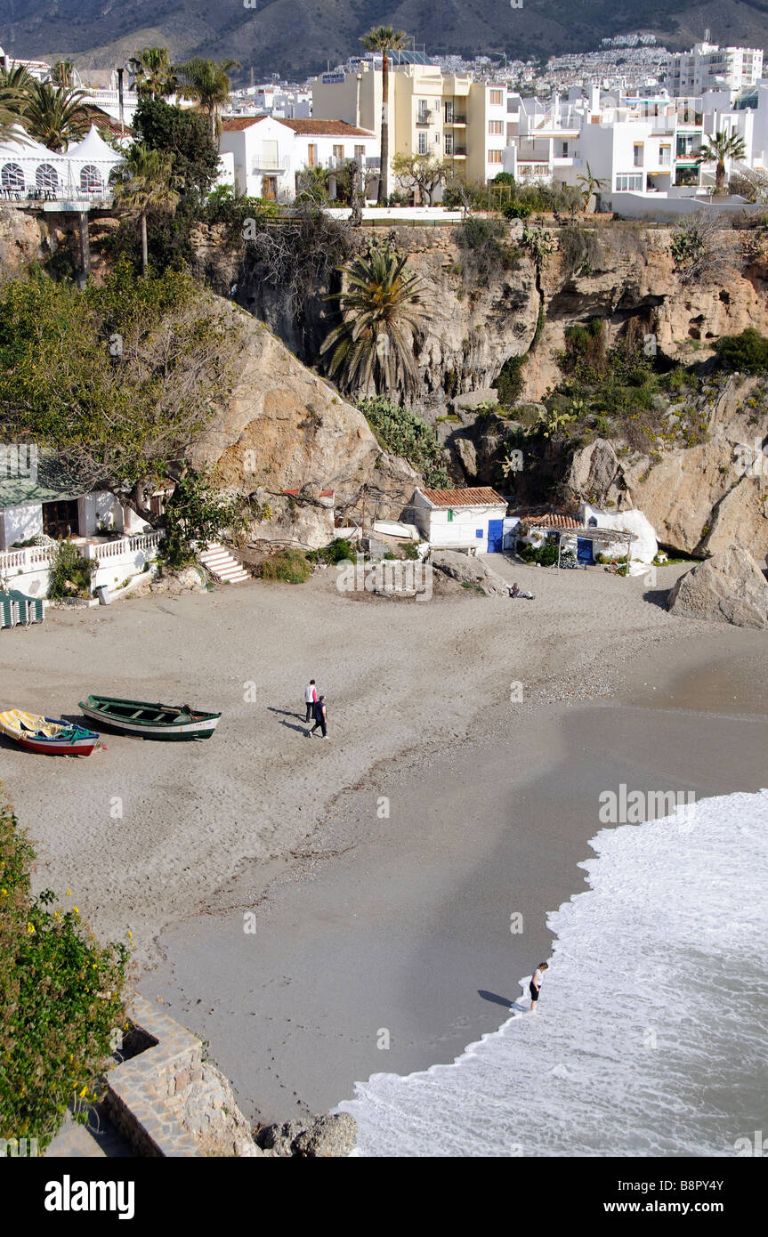 Playa del Salon at Nerja southern Spain home on the beach with seaview of the Mediterranean sea Stock Photo